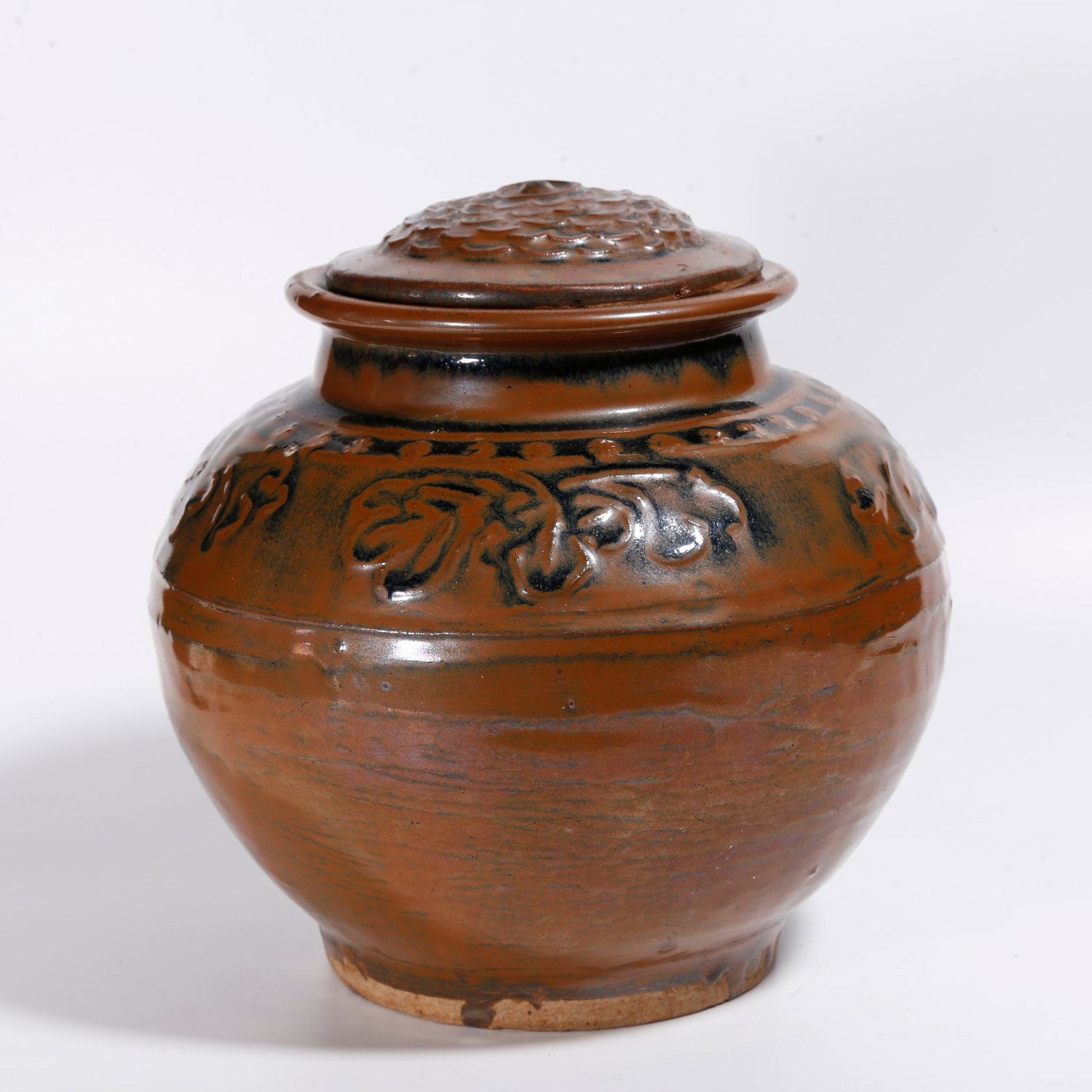 A ANCIENT KILN FLORAL PATTERN COVERED JAR (1 of 10)