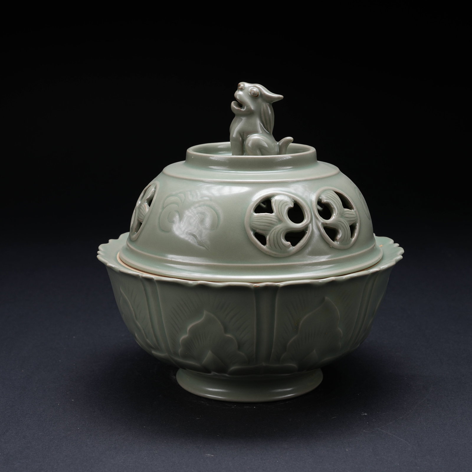 A FENCAI GLAZED BEAST-HANDLED INCENSE BURNER (1 of 10)