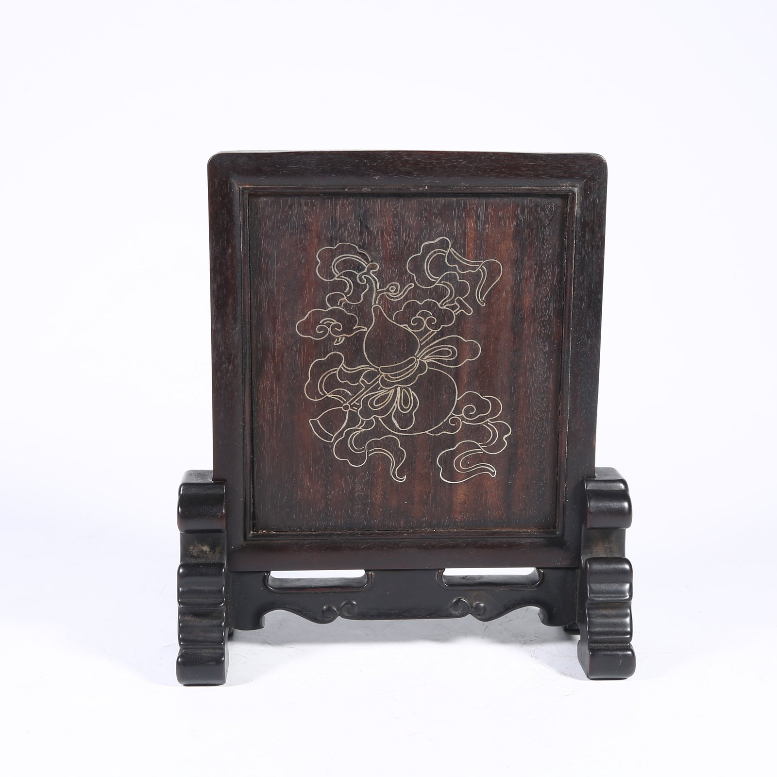 A ZITAN INKSTONE SCREEN INLAID WITH SILVER WIRE (1 of 7)