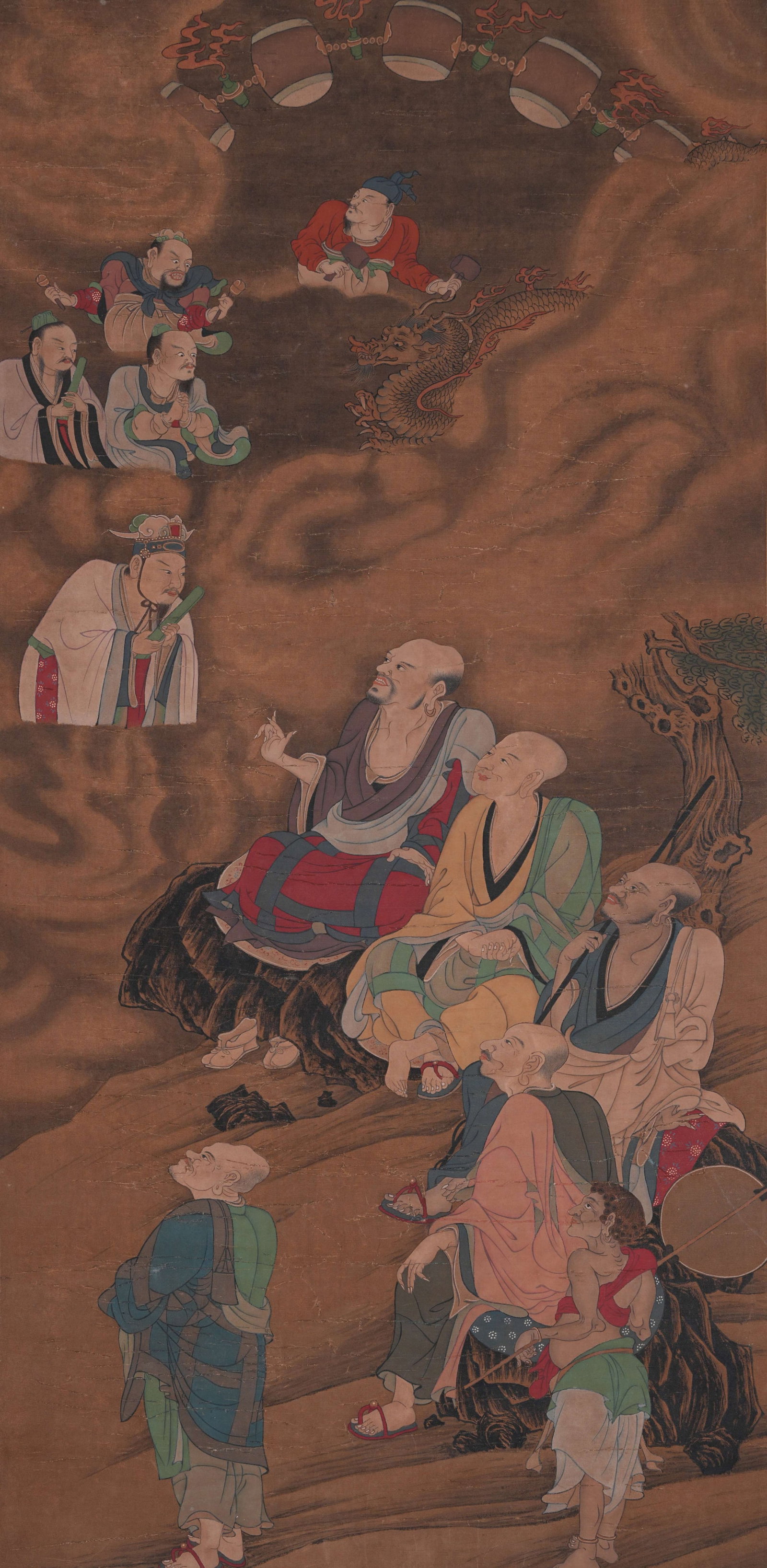 A ARHAT PAINTING ON SILK BY ANONYMOUS. (1 of 9)