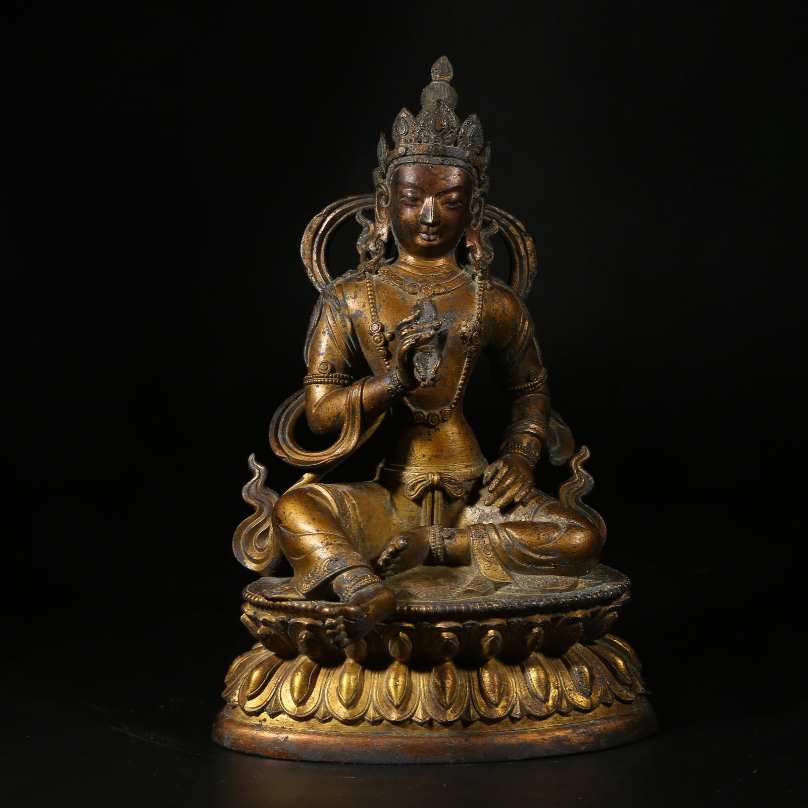 A GILT-BRONZE STATUE OF VAJRAPANI BODHISATTVA: Gilt-Bronze Statue of Vajrapani Bodhisattva