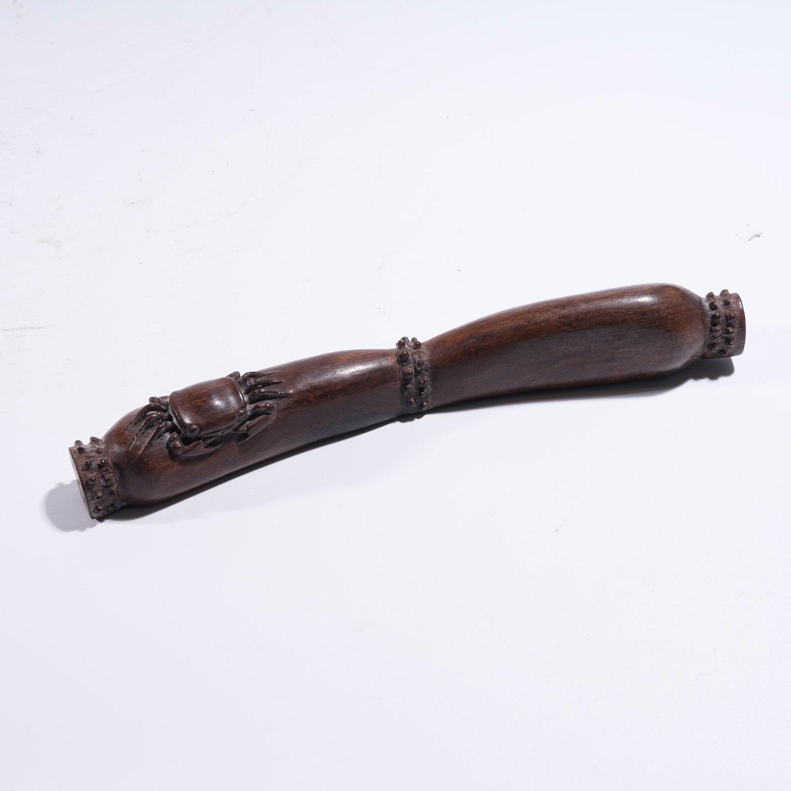 A BRUSH RACK IN HUANGHUALI WOOD WITH "WEALTHY AND INFLUENTIAL" MOTIF (1 of 8)