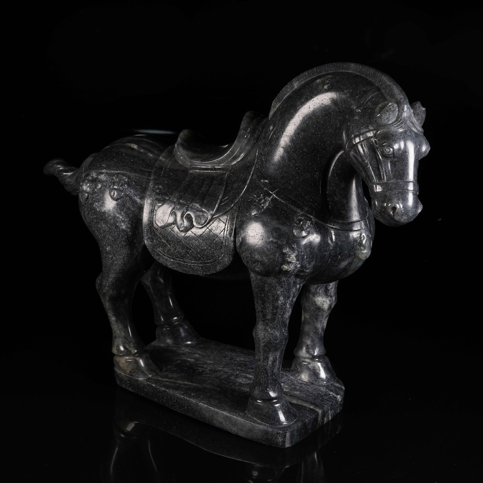 A HETIAN JADE BLUE AND WHITE SEED MATERIAL STEED ORNAMENT (1 of 9)