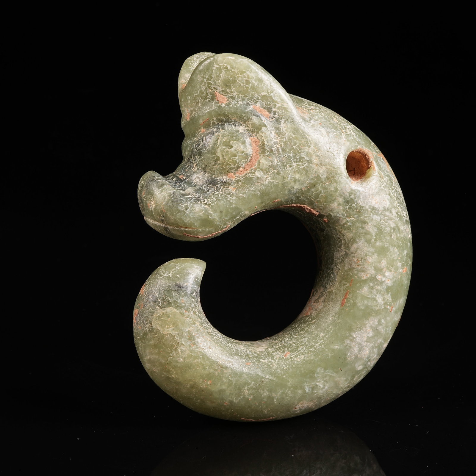 A ANCIENT JADE PIG DRAGON PENDANT: Ancient Jade Pig Dragon Pendant