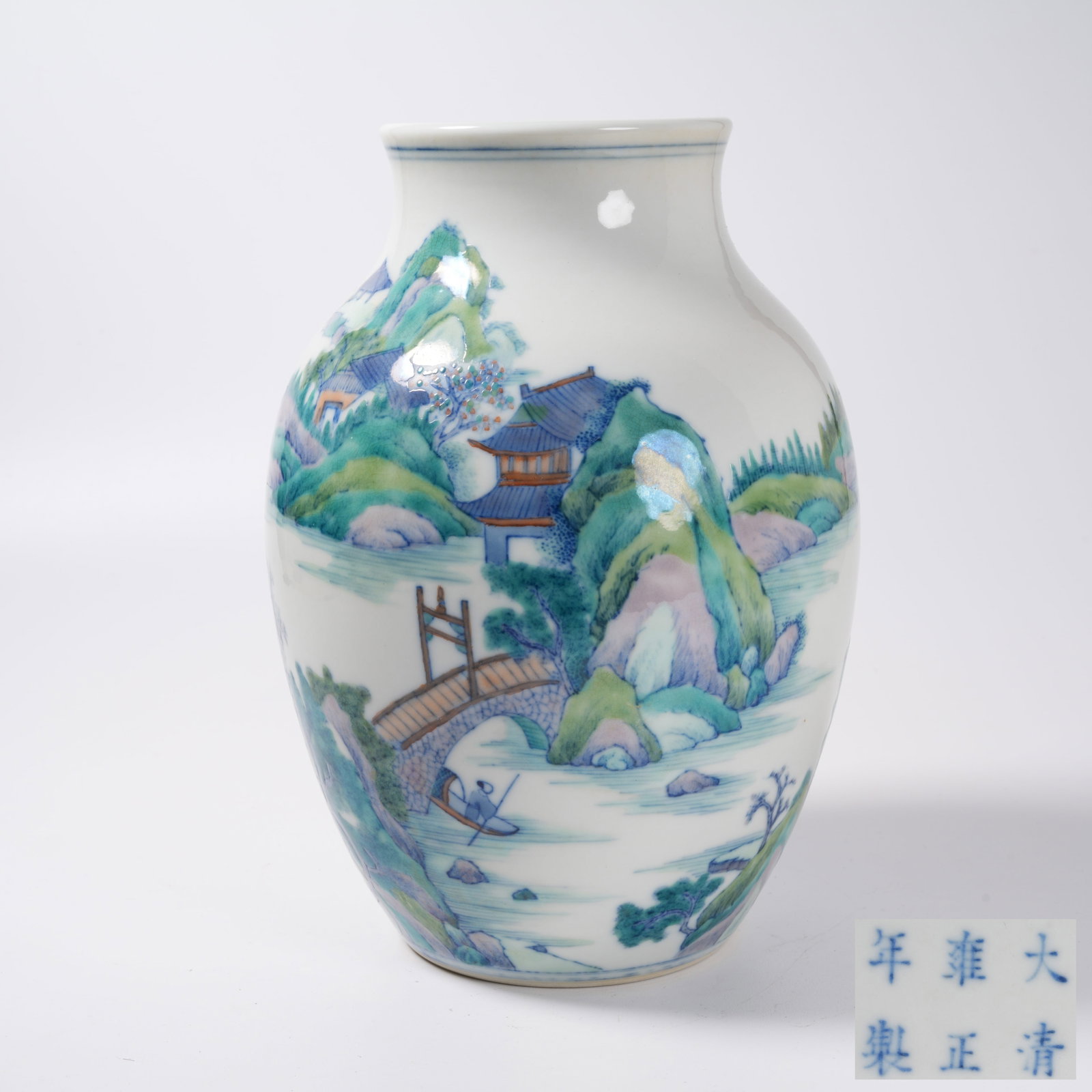 A WUCAI VASE WITH LANDSCAPE AND PAVILION PATTERN (1 of 9)