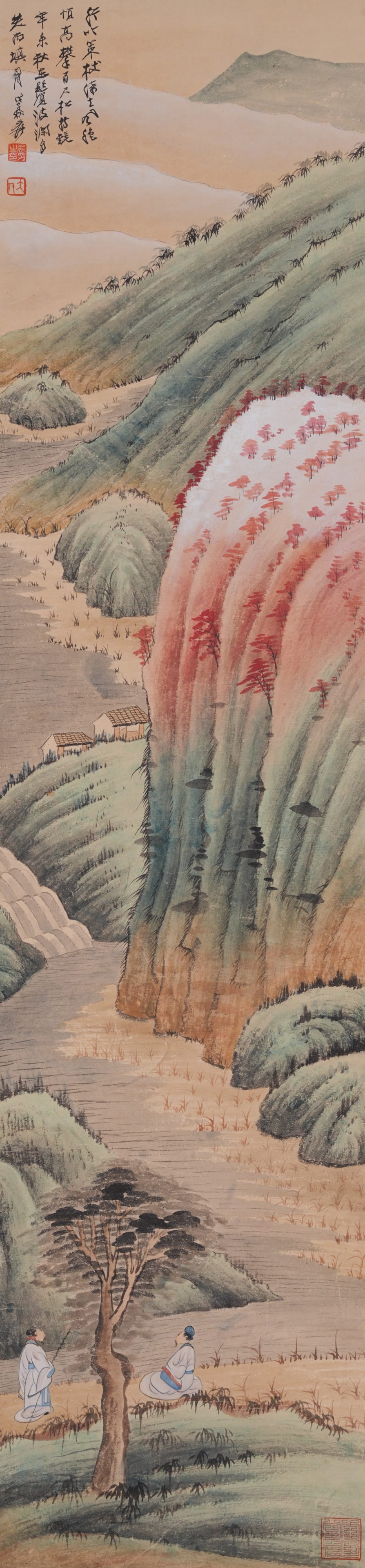 A LANDSCAPE PAINTING ON PAPER BY ZHANG DAQIAN.張大千: Landscape Painting on Paper by Zhang Daqian.張大千