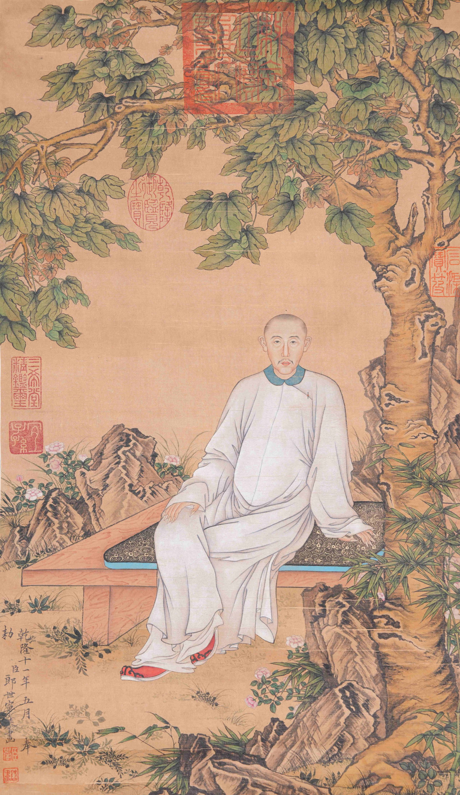A FIGURE PAINTING ON SILK BY GIUSEPPE CASTIGLIONE.郎世寧 (1 of 8)