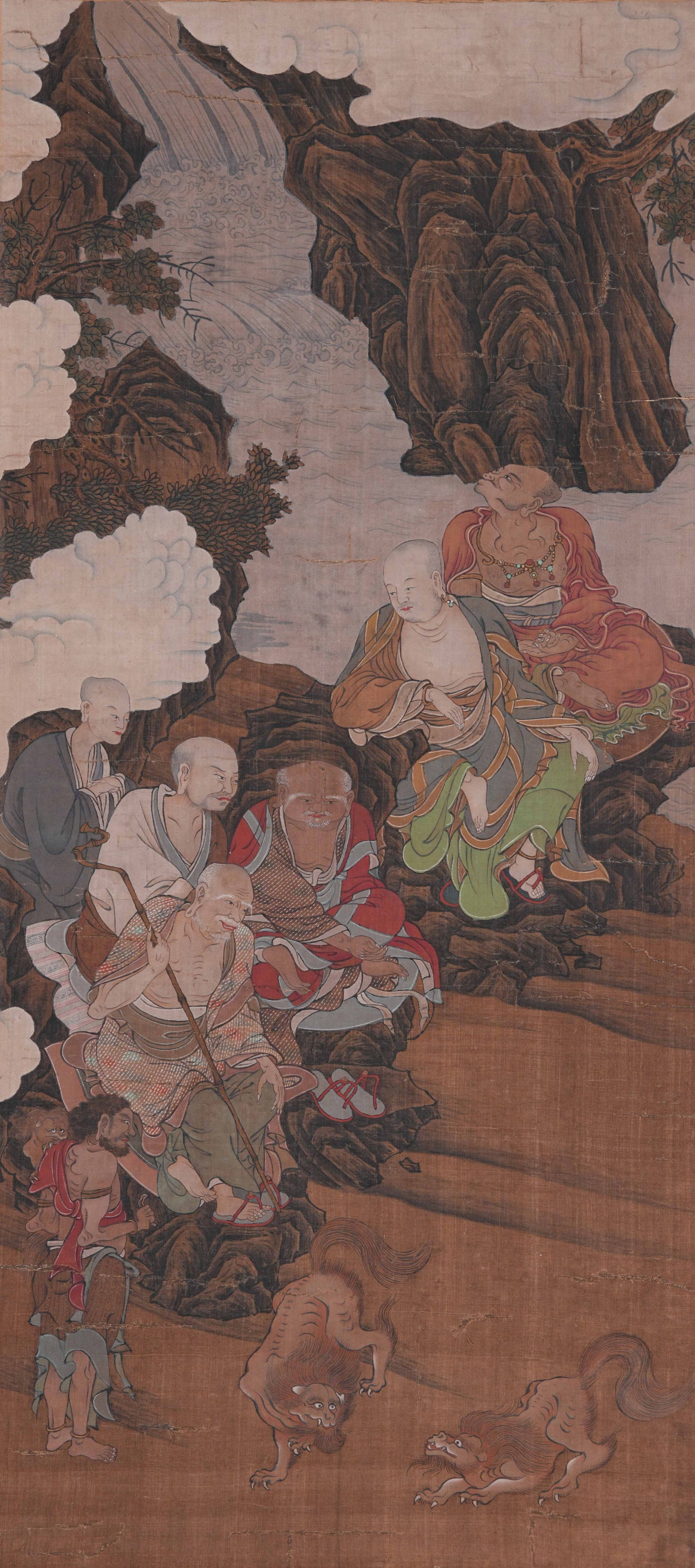 A ARHAT PAINTING ON SILK BY ANONYMOUS. (1 of 11)