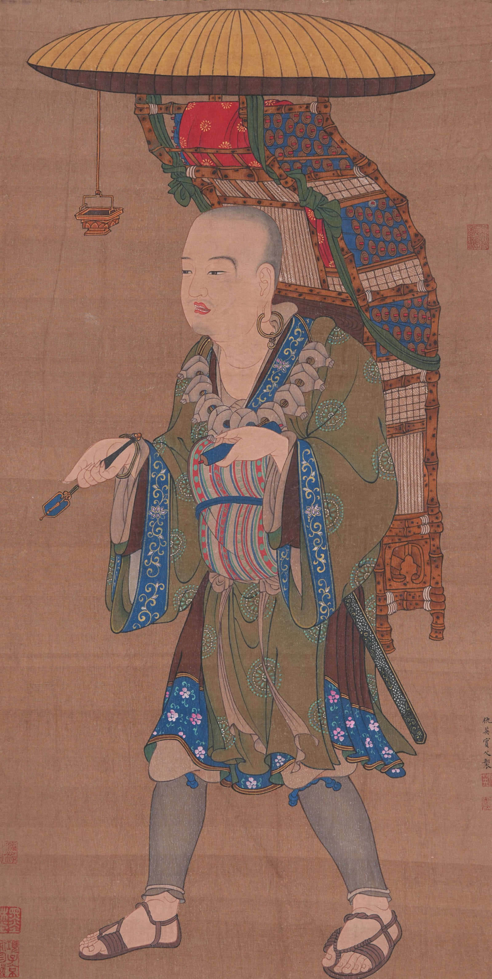 A FIGURE PAINTING ON SILK BY QIU YING.仇英: Figure Painting on Silk by Qiu Ying.仇英