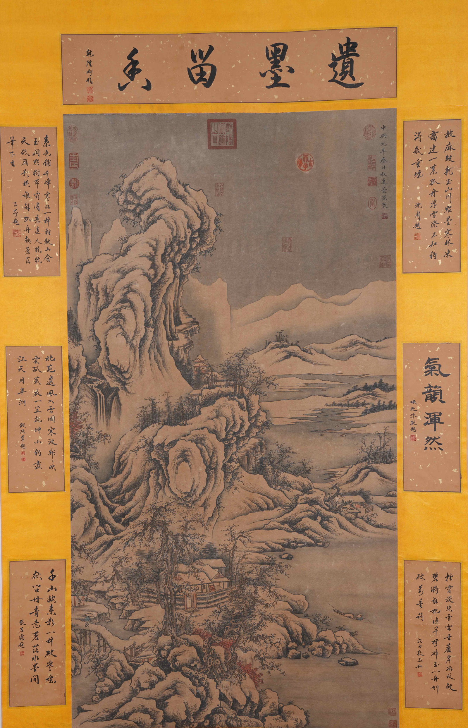 A COLD RIVER LONE ANGLER PAINTING ON SILK BY DONG YUAN.董源 (1 of 12)