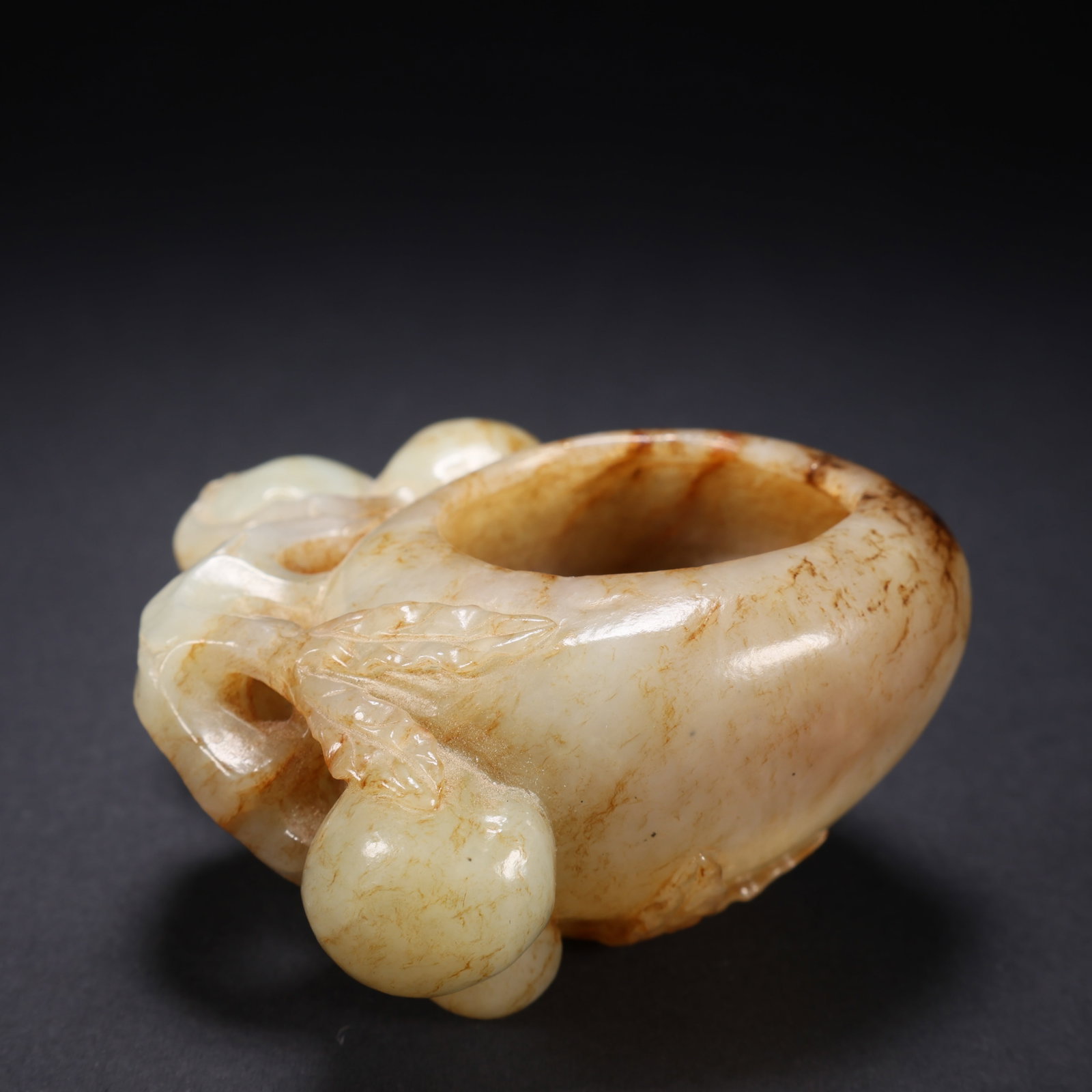 A HETIAN JADE POMEGRANATE-BRANCH "FU SHOU" WATER BASIN (1 of 9)