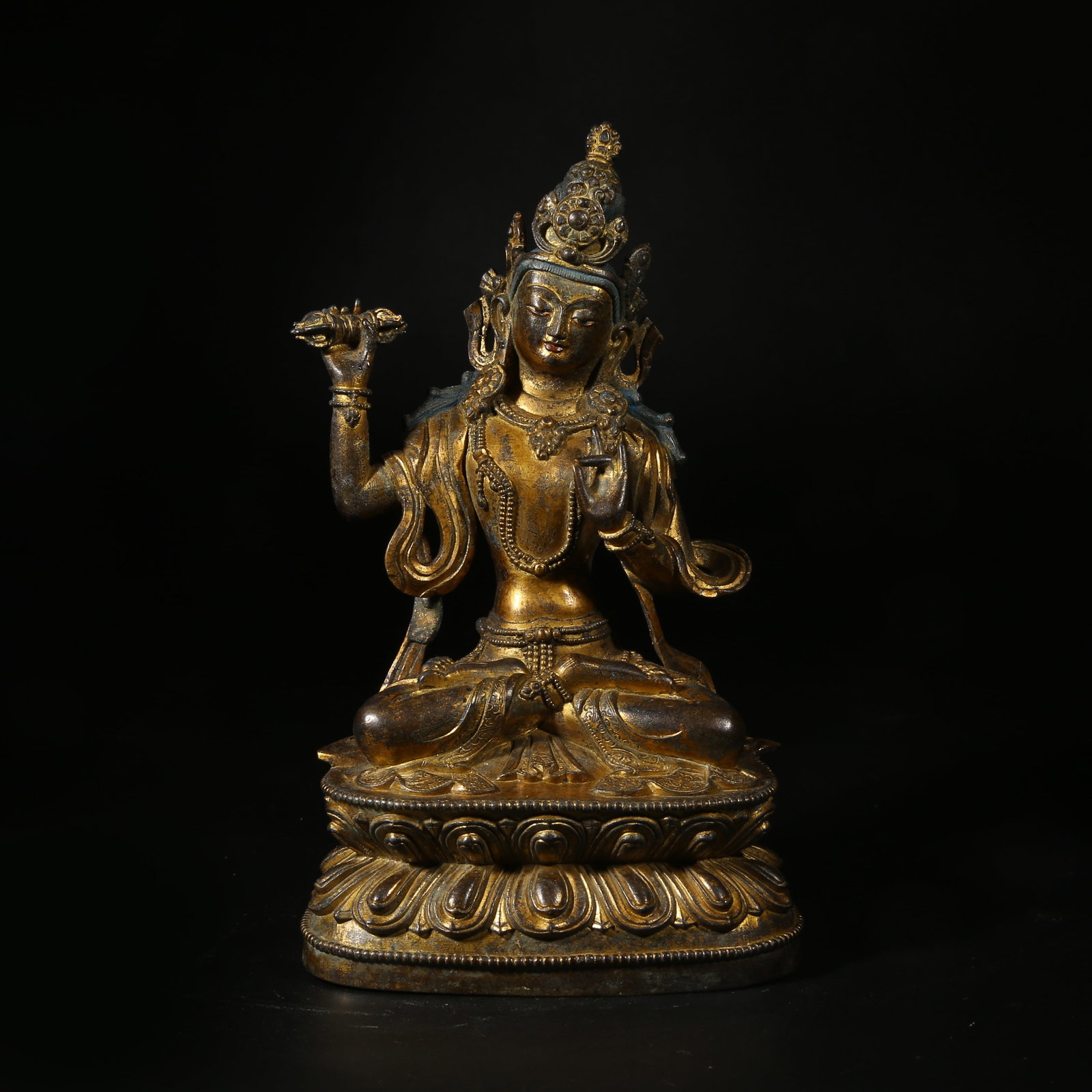 A GILT-BRONZE STATUE OF VAJRAPANI BODHISATTVA: Gilt-Bronze Statue of Vajrapani Bodhisattva