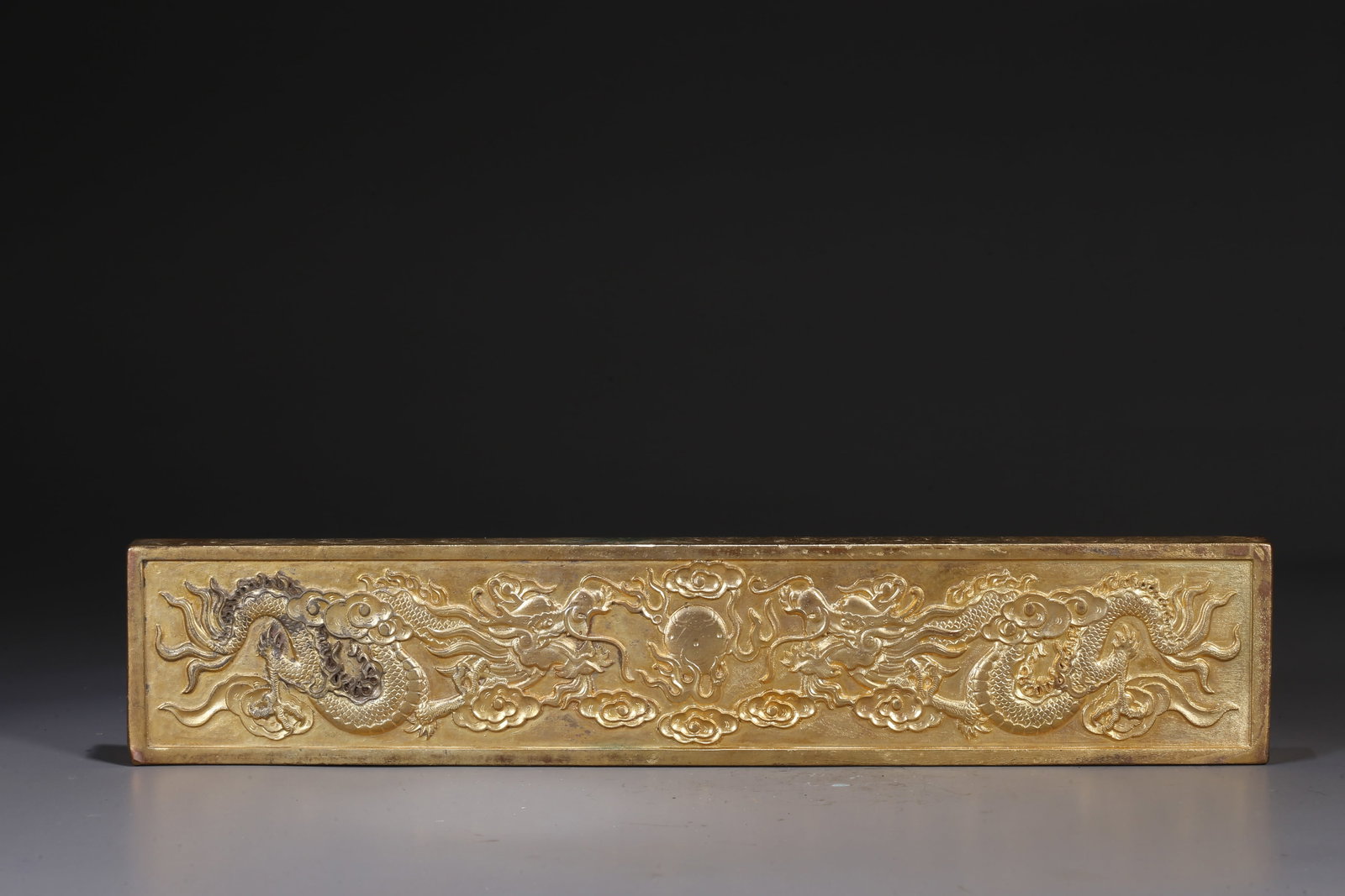A GILT BRONZE PAPERWEIGHTS WITH CHI-DRAGON KNOBS (PAIR) - 10