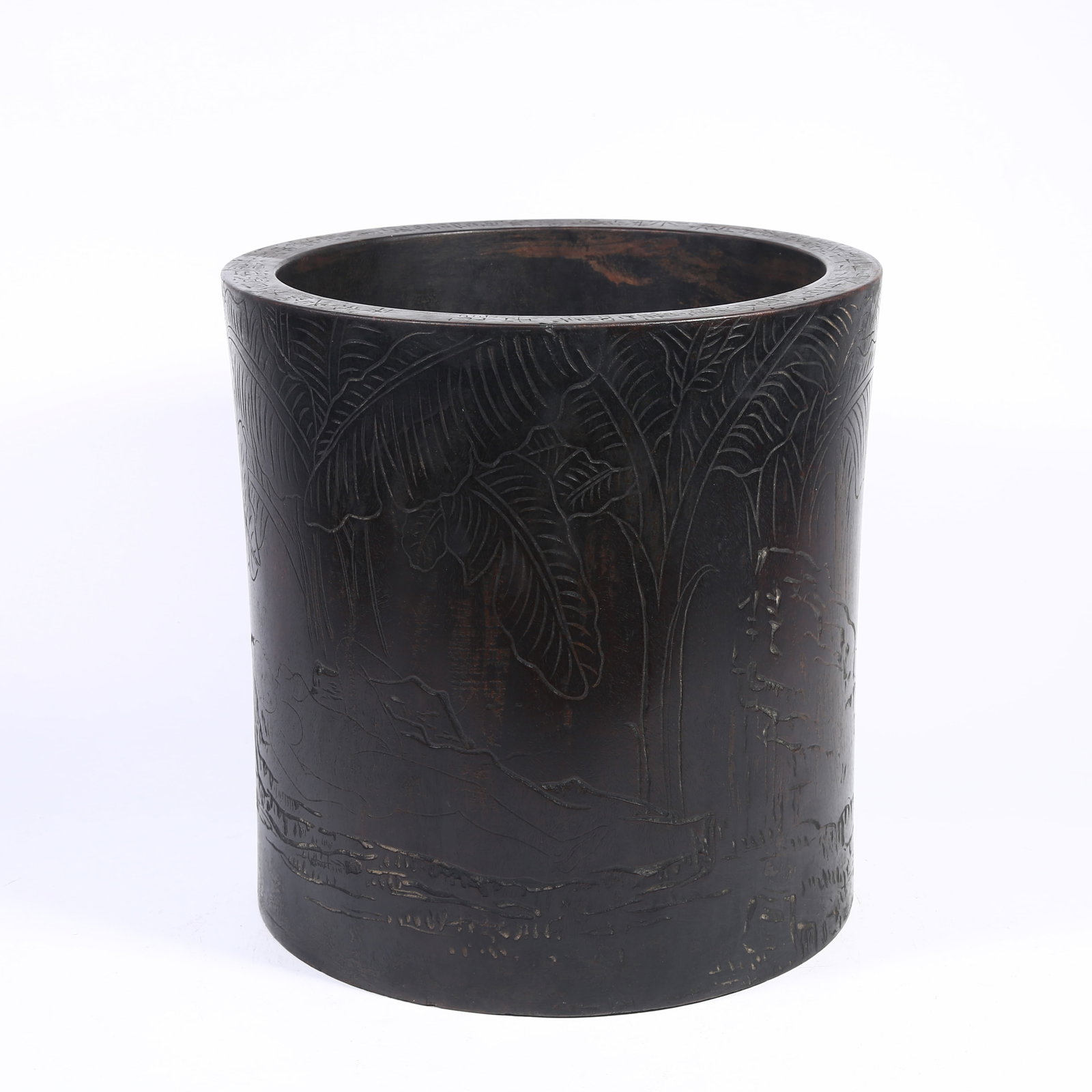 A ZITAN BRUSH WASHER WITH LADY AND BANANA LEAF DESIGN (1 of 9)