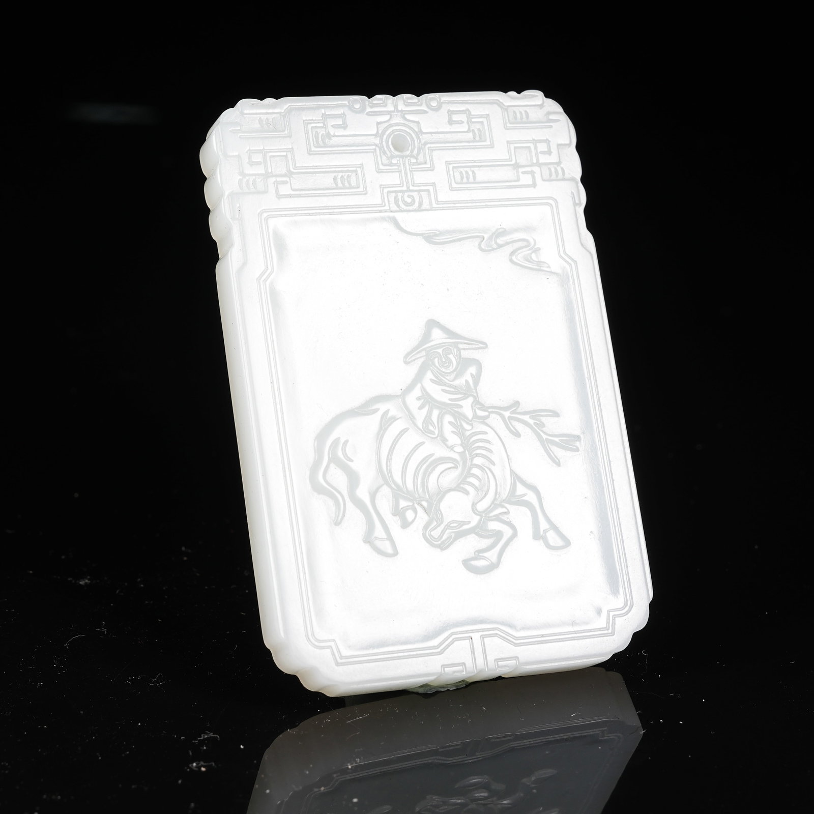 A WHITE HETIAN JADE PLAQUE WITH HERDING OX SCENERY (1 of 9)