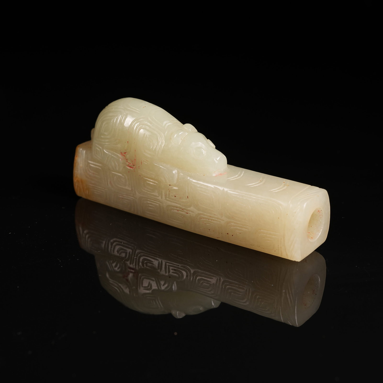 A ANCIENT JADE BEAST PATTERN LEZI BEAD (1 of 8)
