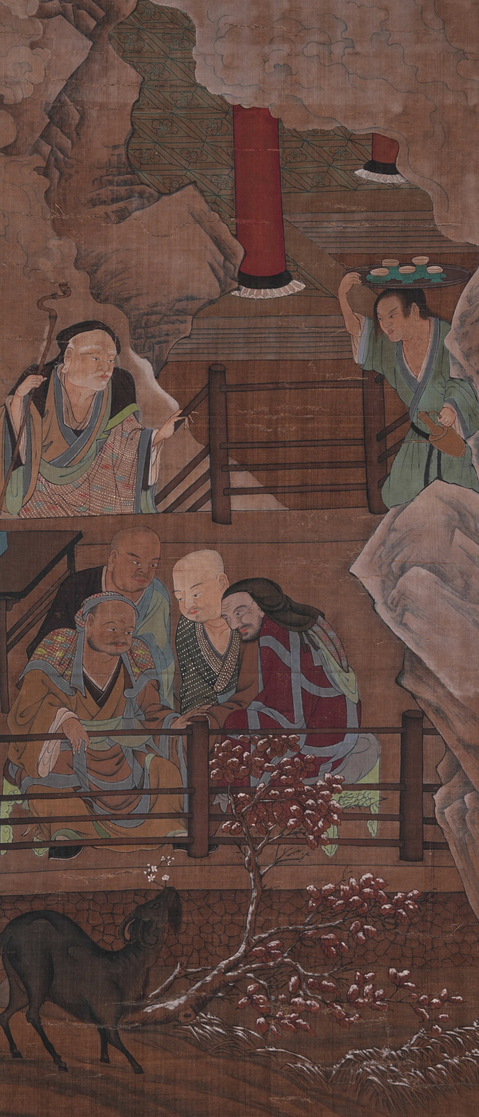 A FIGURE PAINTING ON SILK BY ANONYMOUS. (1 of 7)