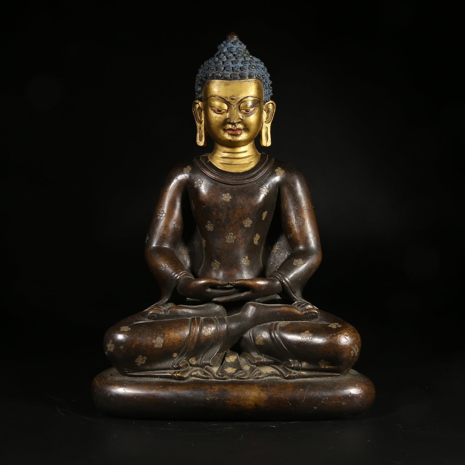 A PURPLE-GOLD ALLOY BRONZE STATUE OF AMITABHA BUDDHA: Purple-Gold Alloy Bronze Statue of Amitabha Buddha