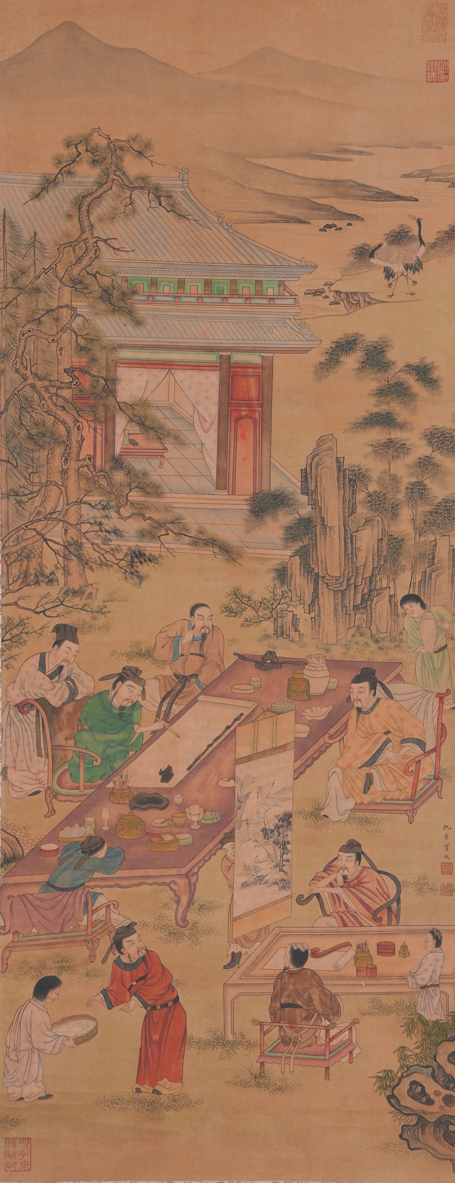 A FIGURE PAINTING ON SILK BY QIU YING.仇英: Figure Painting on Silk by Qiu Ying.仇英