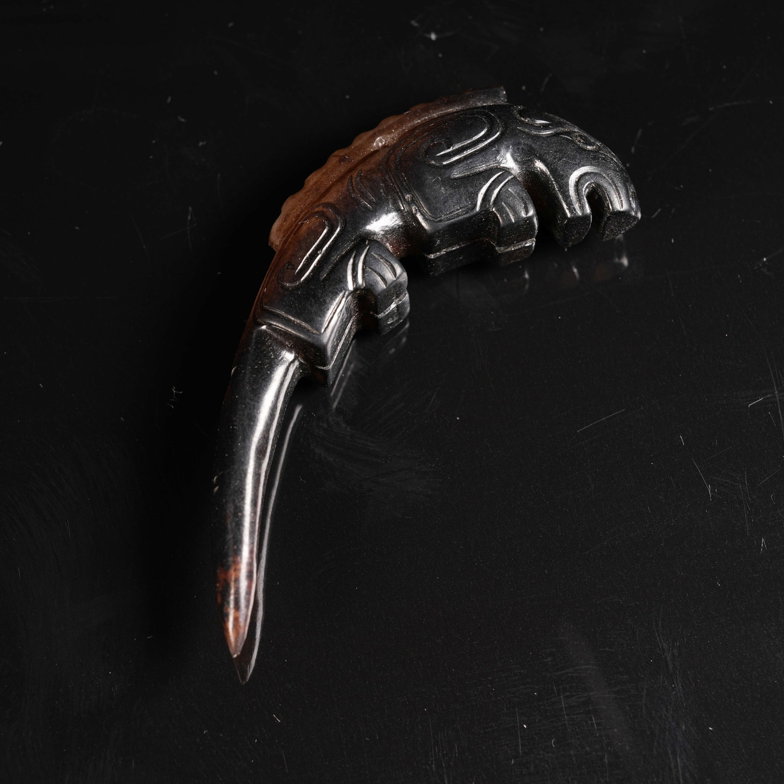 A ANCIENT JADE BEAST-SHAPED JADE HAIRPIN (1 of 9)