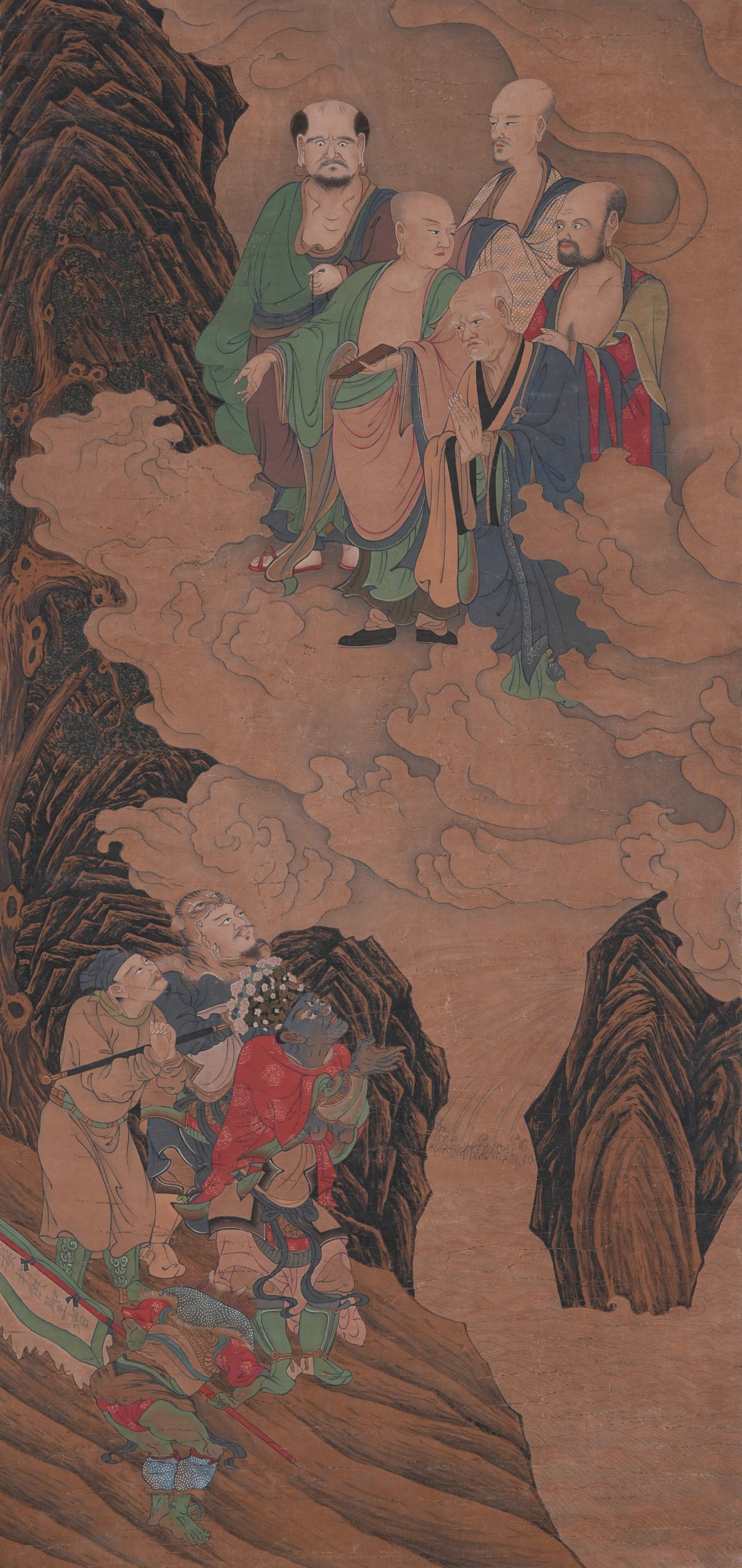A ARHAT PAINTING ON SILK BY ANONYMOUS. (1 of 10)