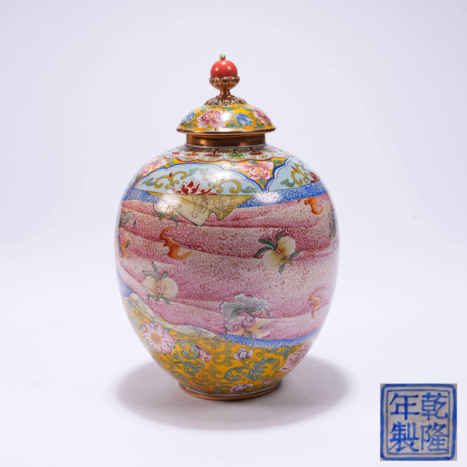 A CLOISONN? ENAMEL COVERED JAR WITH WRAPPER PATTERN (1 of 9)