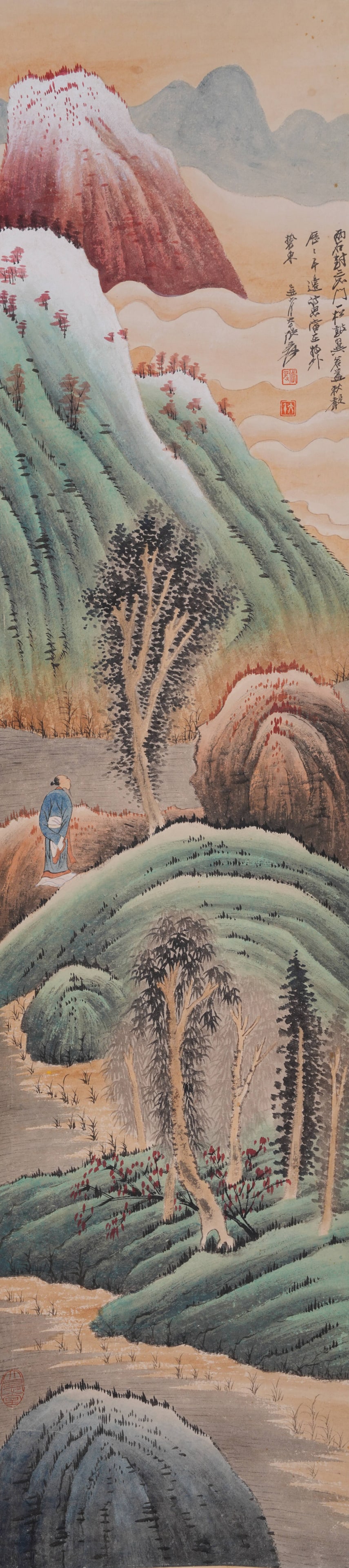 A LANDSCAPE PAINTING ON PAPER BY ZHANG DAQIAN.張大千: Landscape Painting on Paper by Zhang Daqian.張大千
