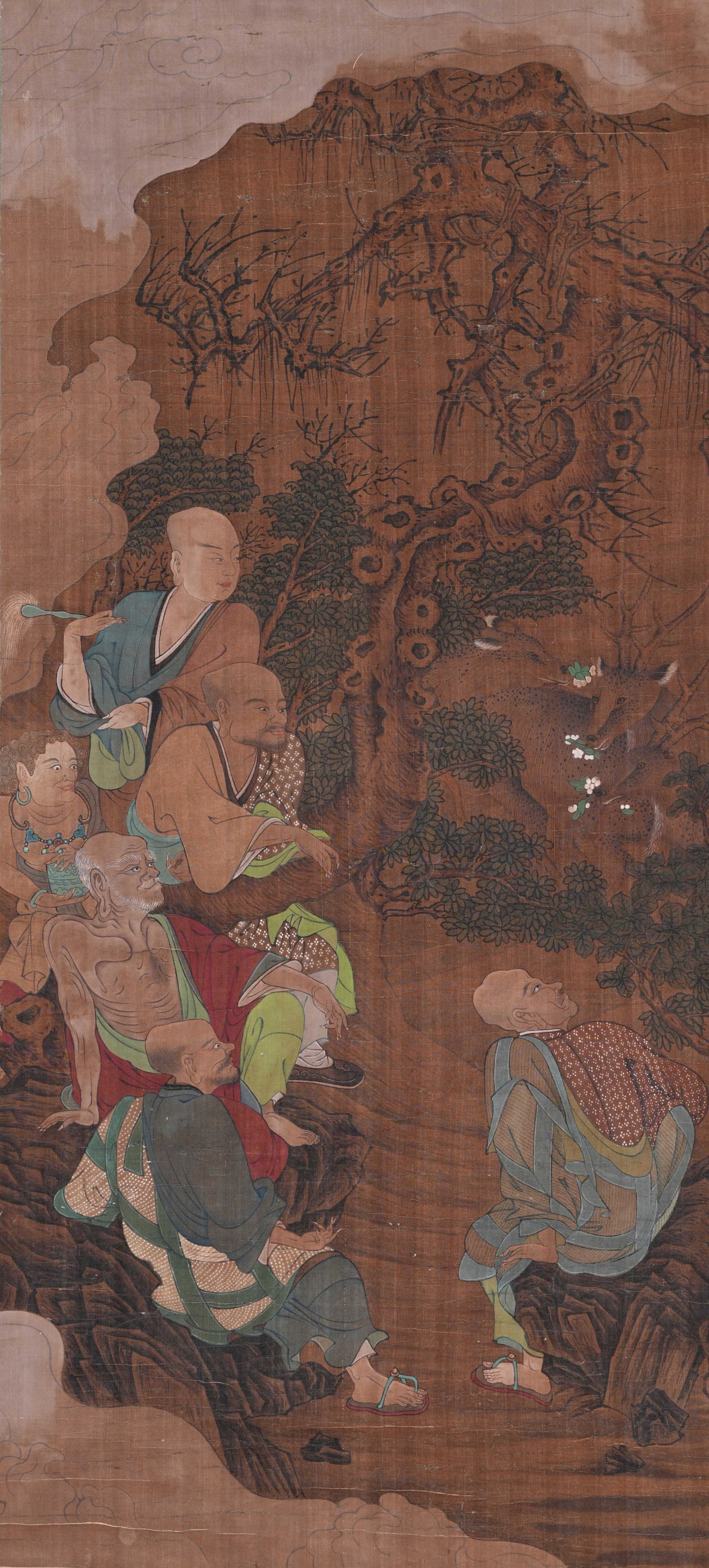 A ARHAT PAINTING ON SILK BY ANONYMOUS.: Arhat Painting on Silk by Anonymous.