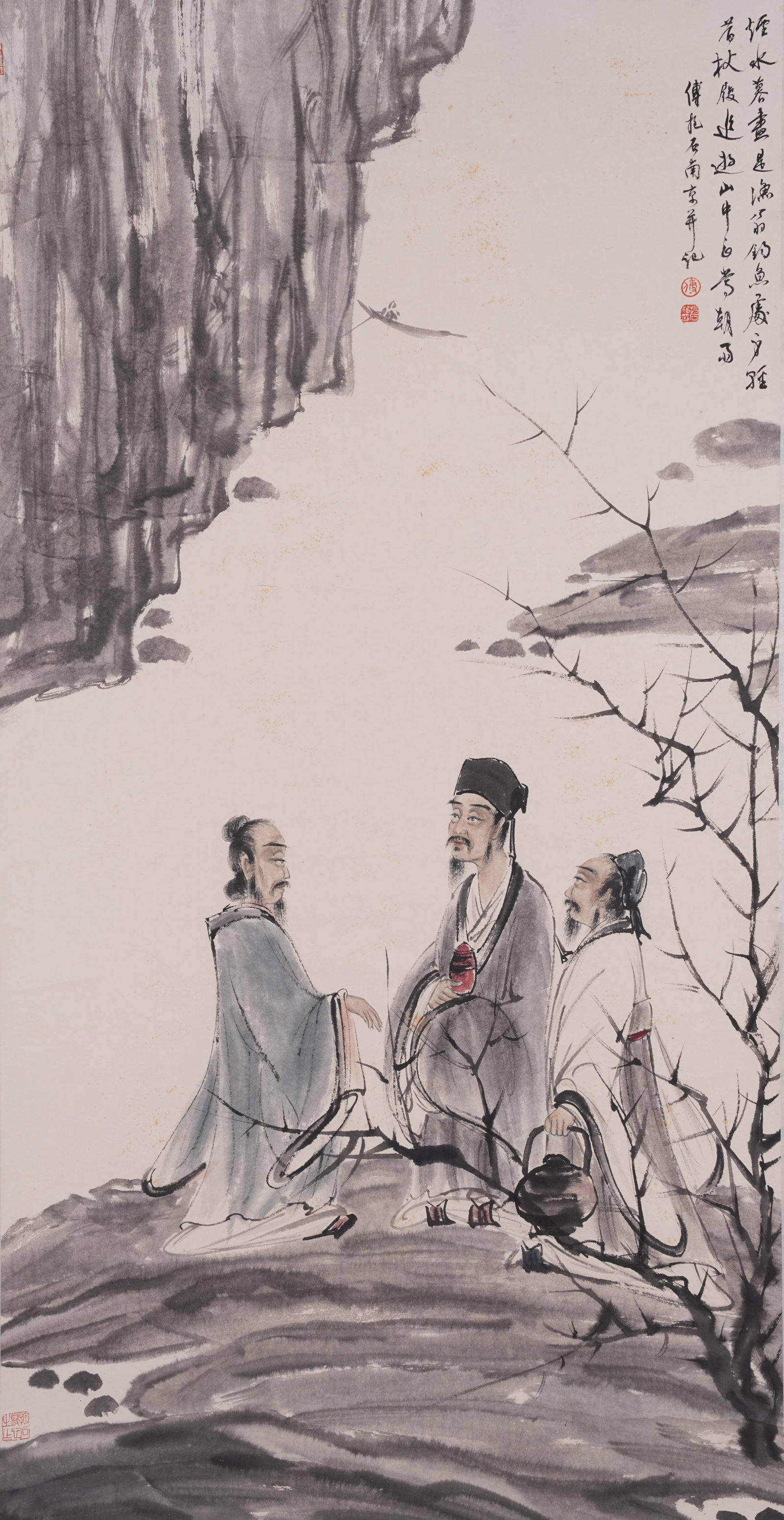 A FIGURE PAINTING ON PAPER BY FU BAOSHI.傅抱石: Figure Painting on Paper by Fu Baoshi.傅抱石