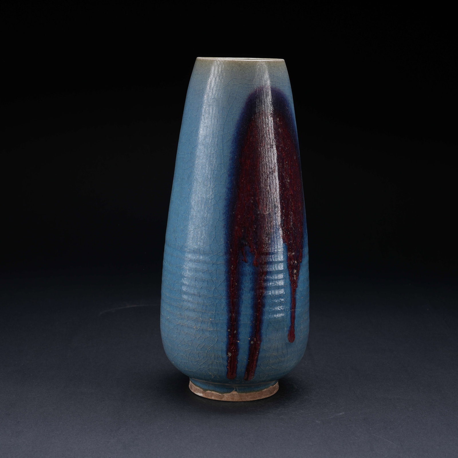 A JUN KILN OLIVE-SHAPED BOTTLE: Jun Kiln Olive-Shaped Bottle
