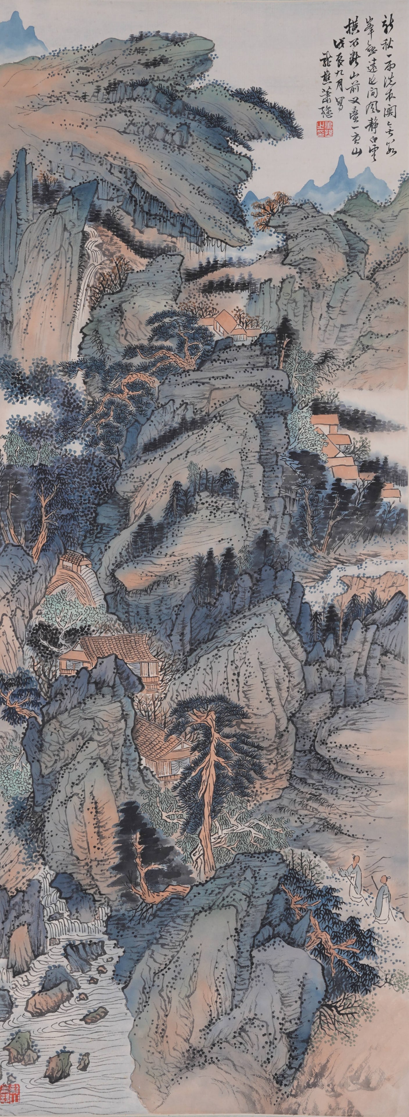 A LANDSCAPE PAINTING ON PAPER BY XIAO XUN.蕭愻: Landscape Painting on Paper by Xiao Xun.蕭愻