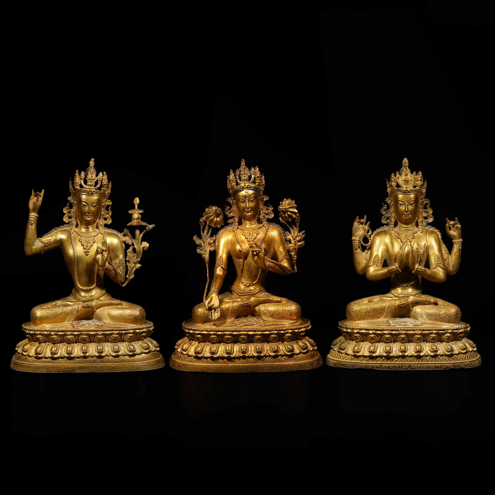 A SET OF GILDED BRONZE BODHISATTVA STATUES (1 of 13)
