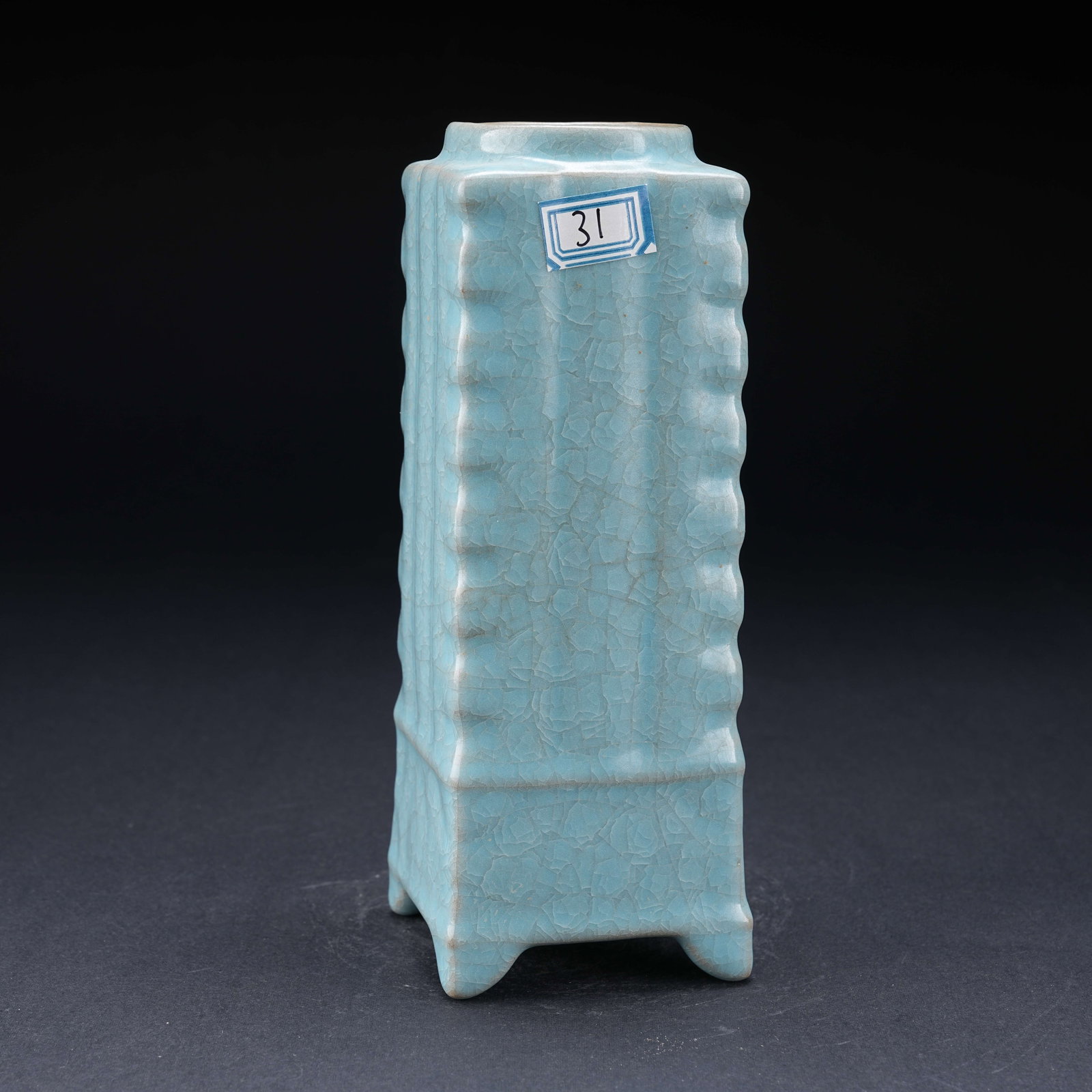 A RU KILN CONG-SHAPED BOTTLE: Ru Kiln Cong-Shaped Bottle