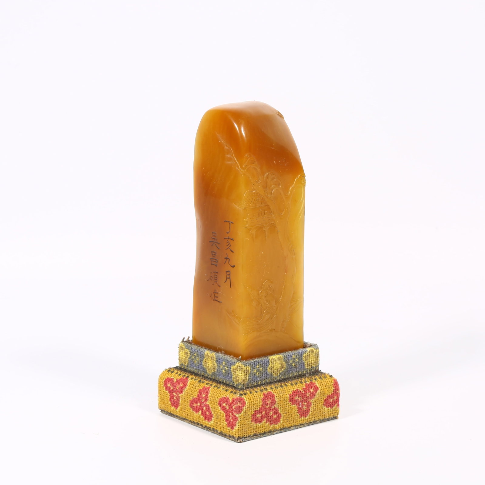 A SHOUSHAN TIANHUANG STONE SEAL WITH SHALLOW-CARVED BOATING SCENE (1 of 8)
