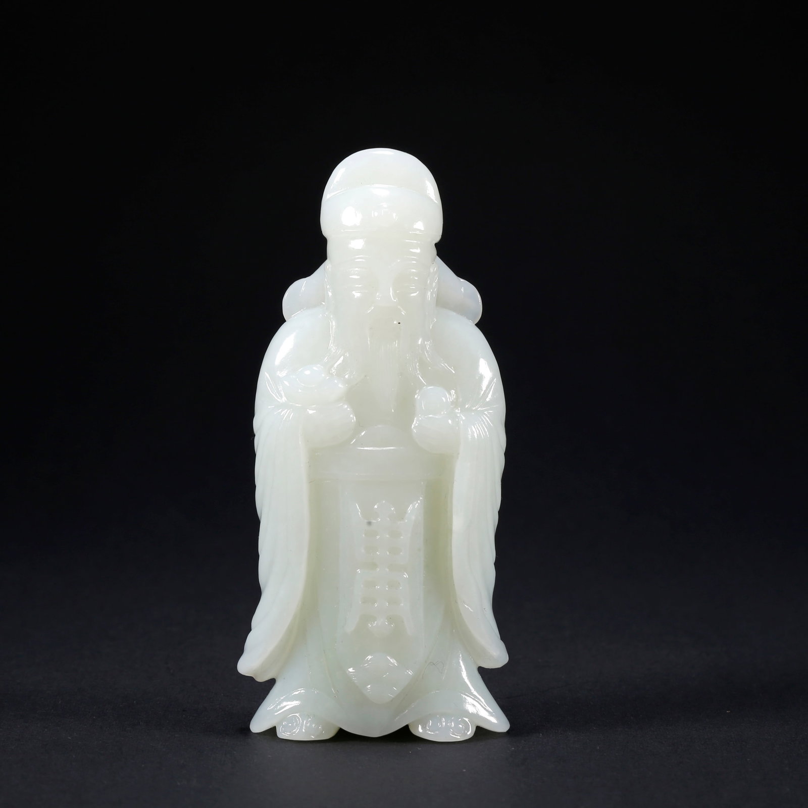A HETIAN JADE GOD OF WEALTH FIGURE: Hetian Jade God of Wealth Figure