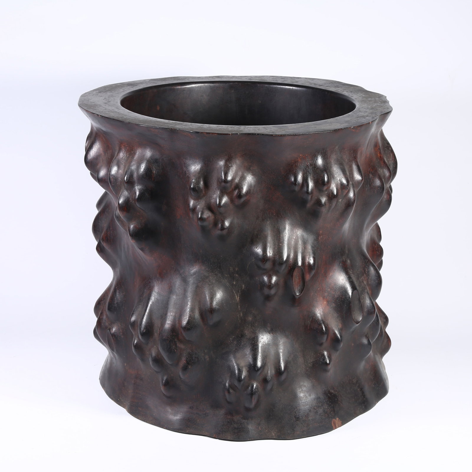 A ZITAN BRUSH WASHER IN THE SHAPE OF A TREE BURL: Zitan Brush Washer in the Shape of a Tree Burl