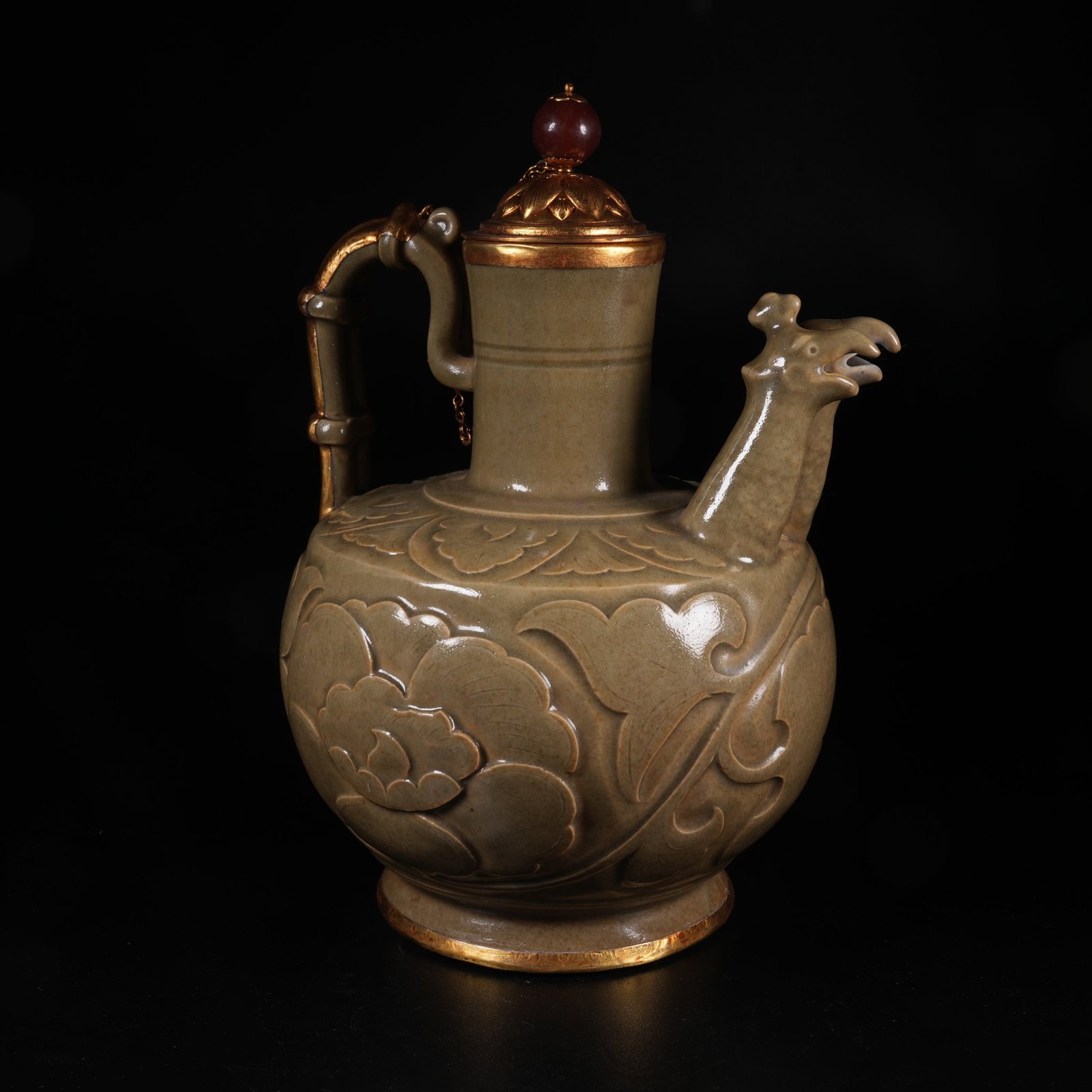 A YAOZHOU KILN PHOENIX-HEAD EWER WITH FLORAL PATTERN (1 of 9)
