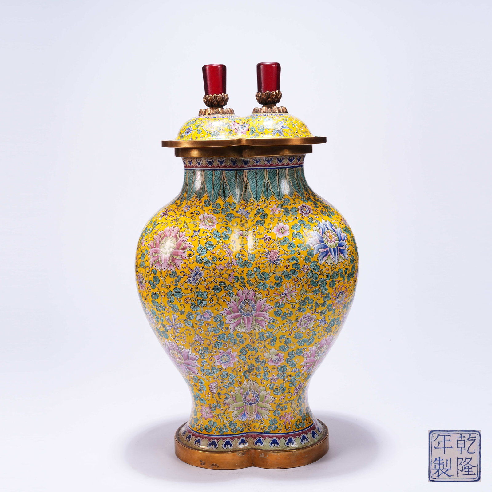 A CLOISONN? ENAMEL CONJOINED VASE WITH INTERLOCKING LOTUS PATTERN (1 of 9)