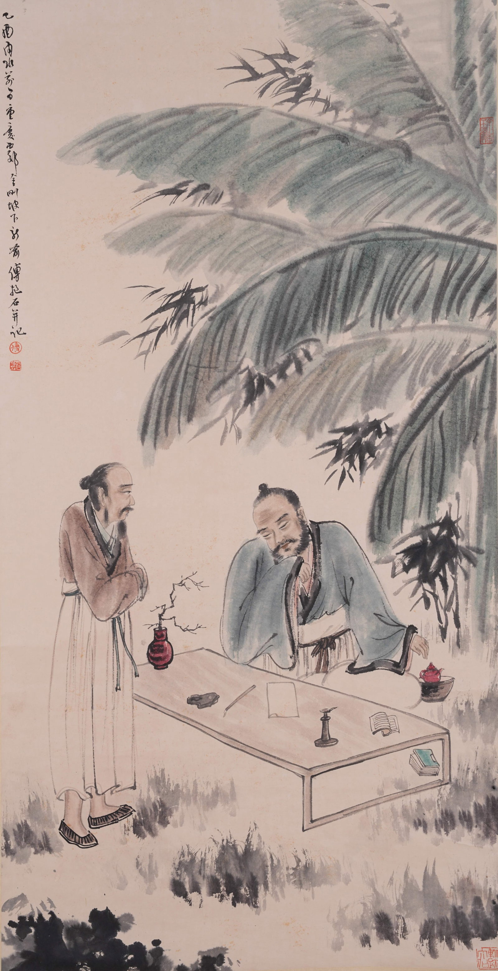 A FIGURE PAINTING ON PAPER BY FU BAOSHI.傅抱石: Figure Painting on Paper by Fu Baoshi.傅抱石