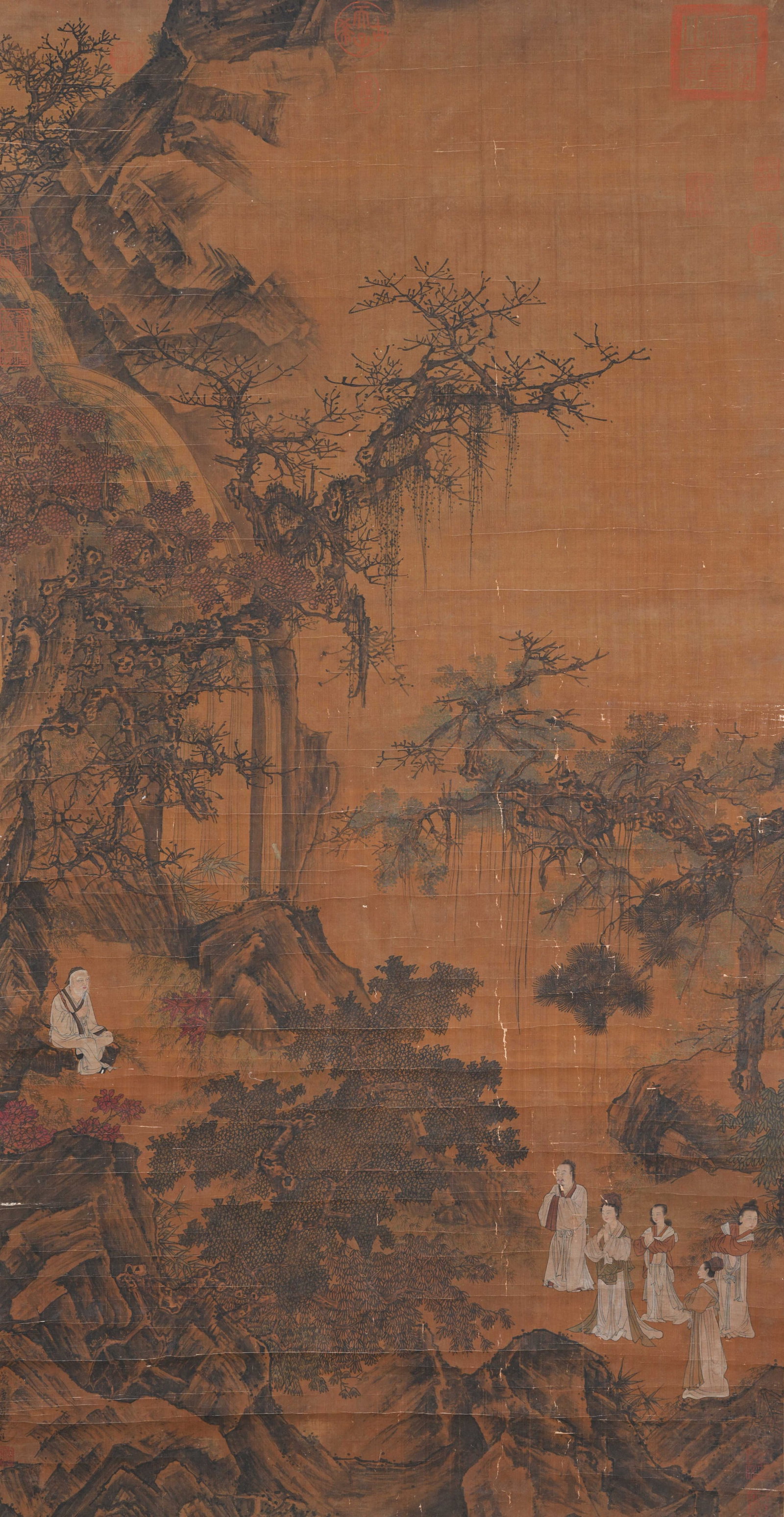 A LANDSCAPE AND FIGURE PAINTING ON SILK BY DAI JIN.戴進 (1 of 10)