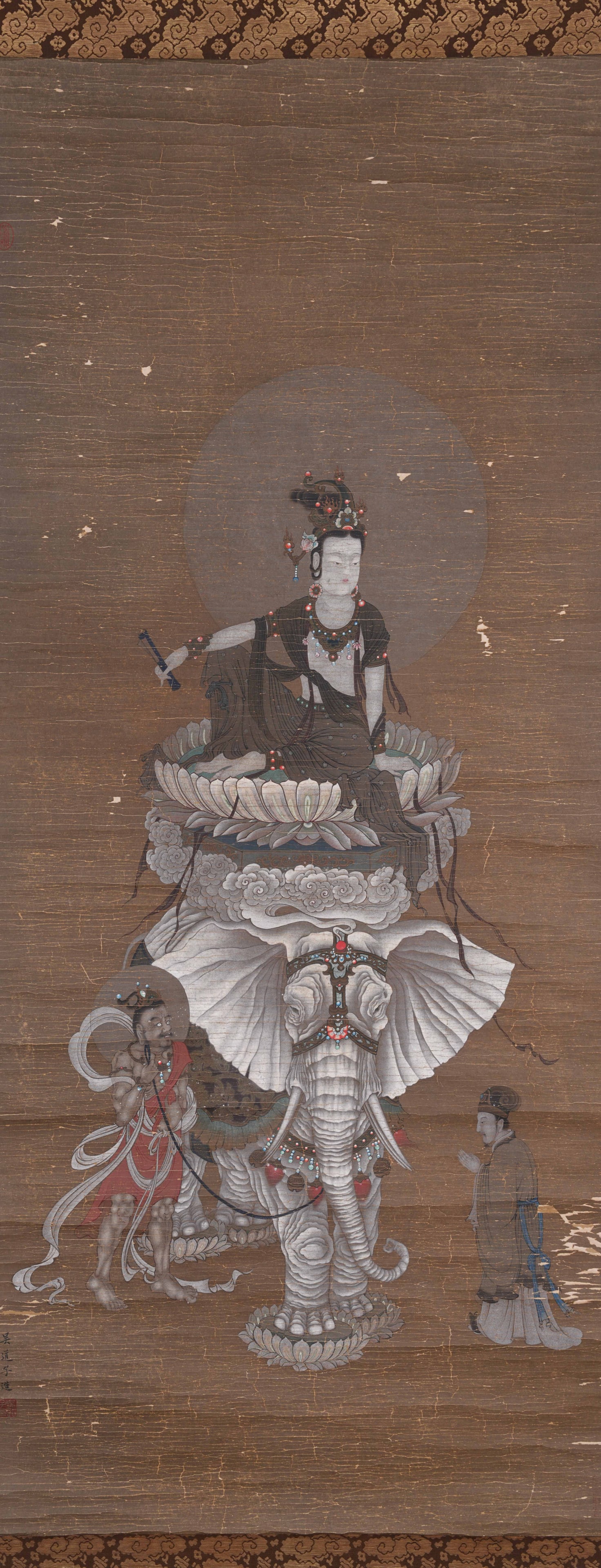 A GUANYIN PAINTING ON PAPER BY WU DAOZI.吳道子: Guanyin Painting on Paper by Wu Daozi.吳道子