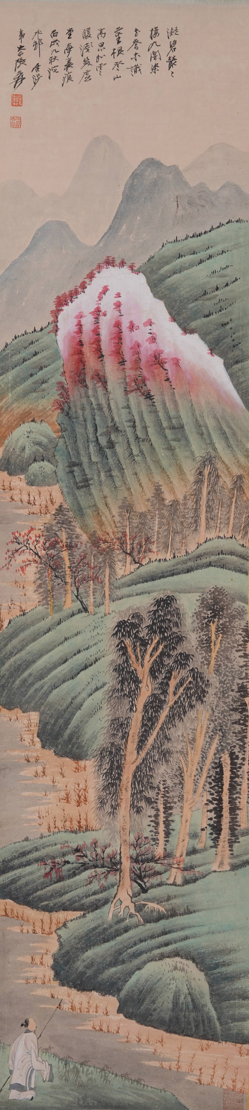 A LANDSCAPE PAINTING ON PAPER BY ZHANG DAQIAN.張大千: Landscape Painting on Paper by Zhang Daqian.張大千