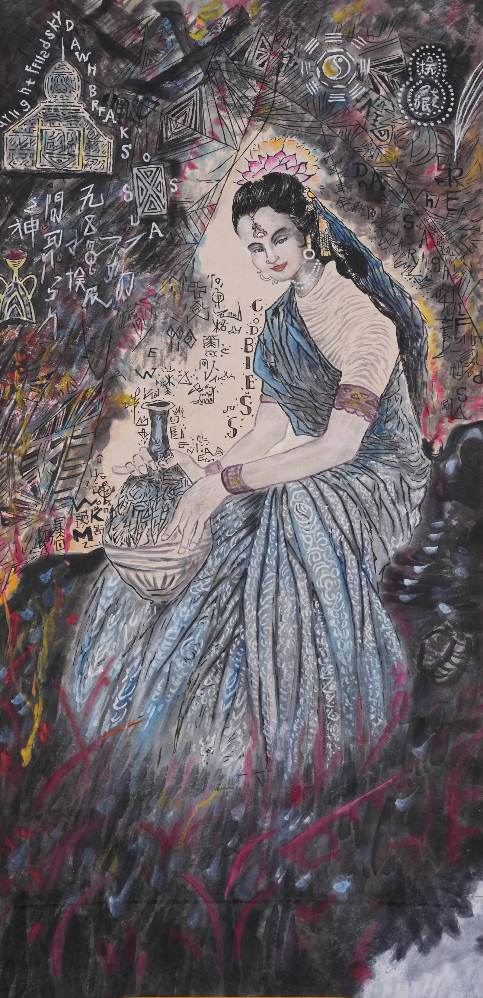 A FIGURE PAINTING ON PAPER BY SHI LU.石魯: Figure Painting on Paper by Shi Lu.石魯