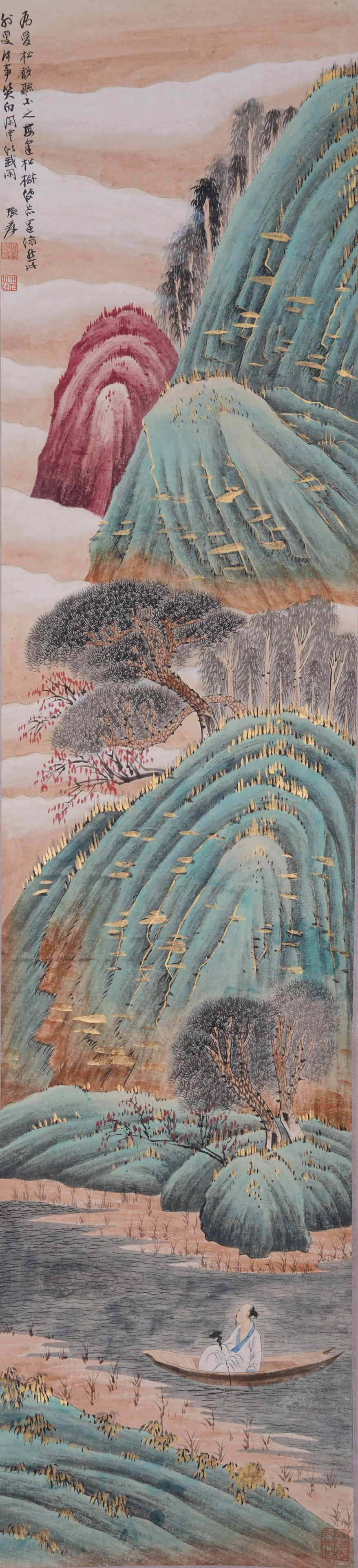 A LANDSCAPE PAINTING ON PAPER BY ZHANG DAQIAN.張大千: Landscape Painting on Paper by Zhang Daqian.張大千