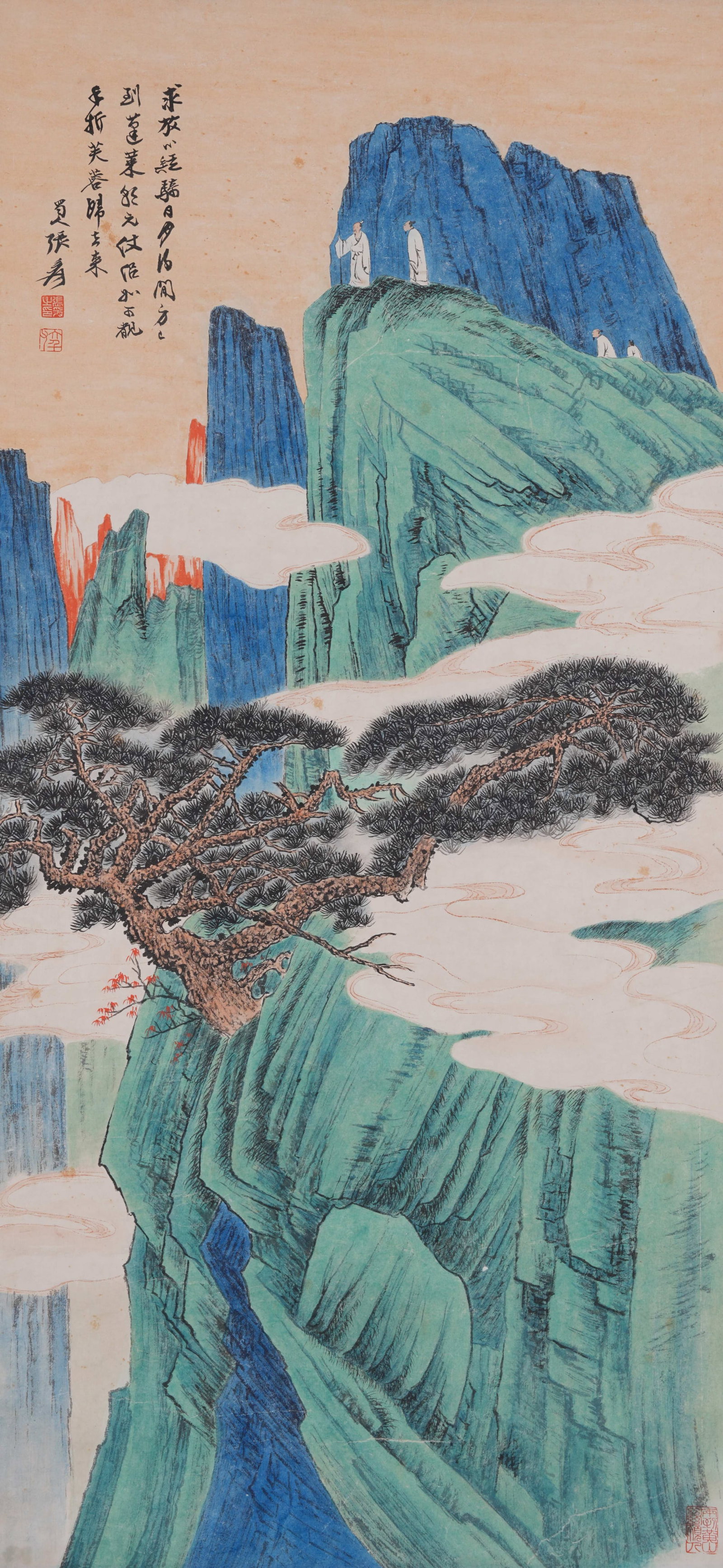 A LANDSCAPE PAINTING ON PAPER BY ZHANG DAQIAN.張大千: Landscape Painting on Paper by Zhang Daqian.張大千