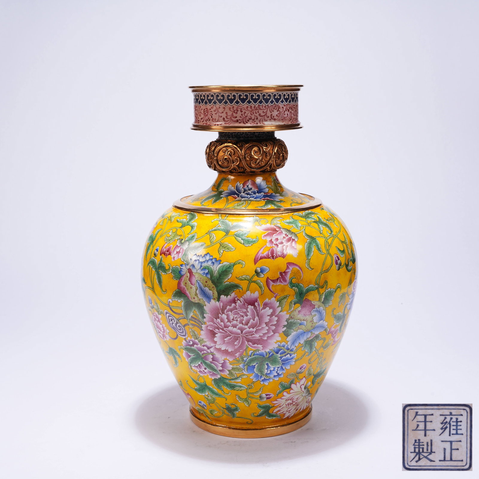 A CLOISONN? ENAMEL VASE WITH FLORAL PATTERN (1 of 9)