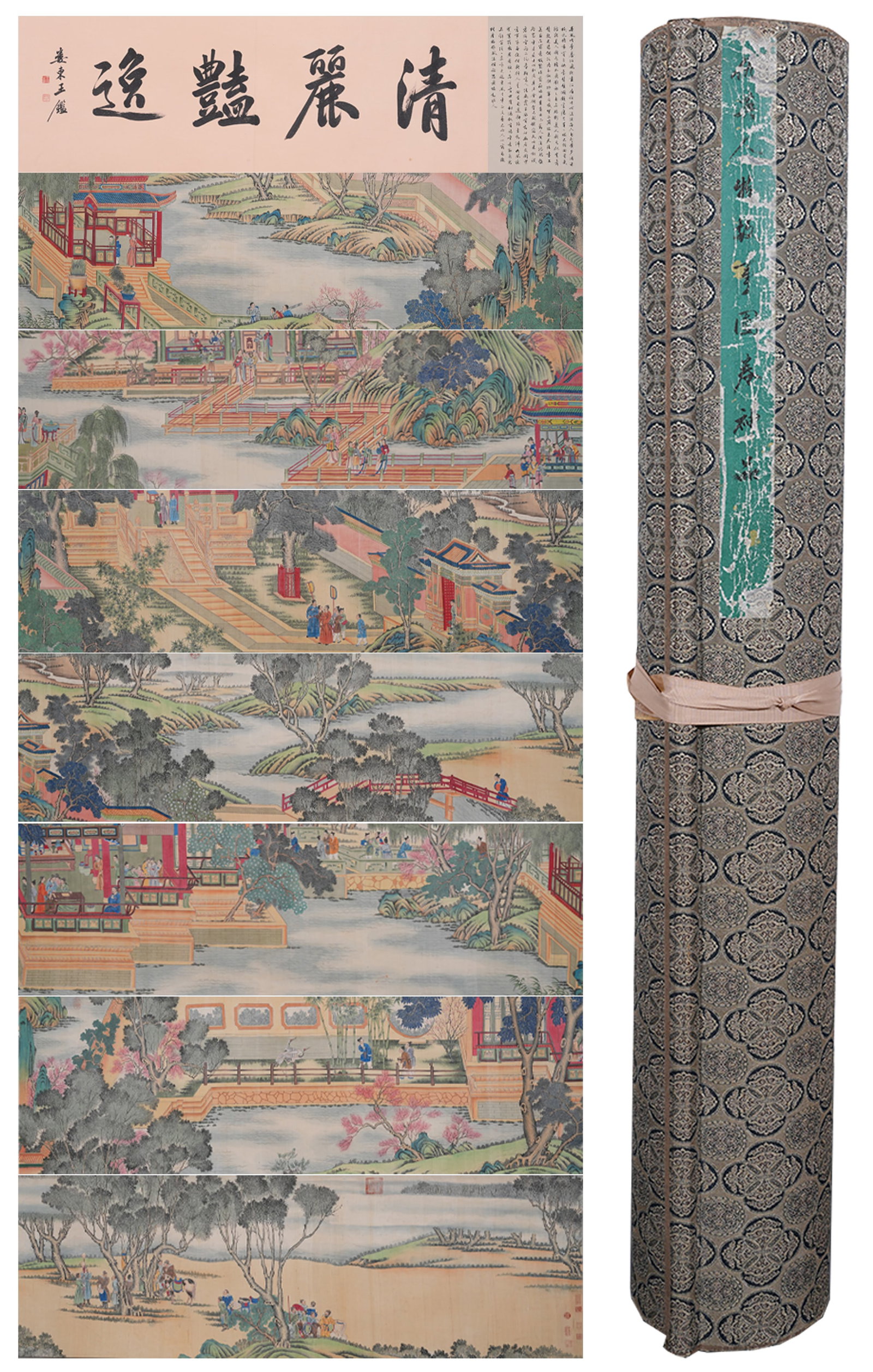A FIGURE AND STORY PAINTING HANDSCROLL ON SILK BY QIU YING.仇英: Figure and Story Painting Handscroll on Silk by Qiu Ying.仇英
