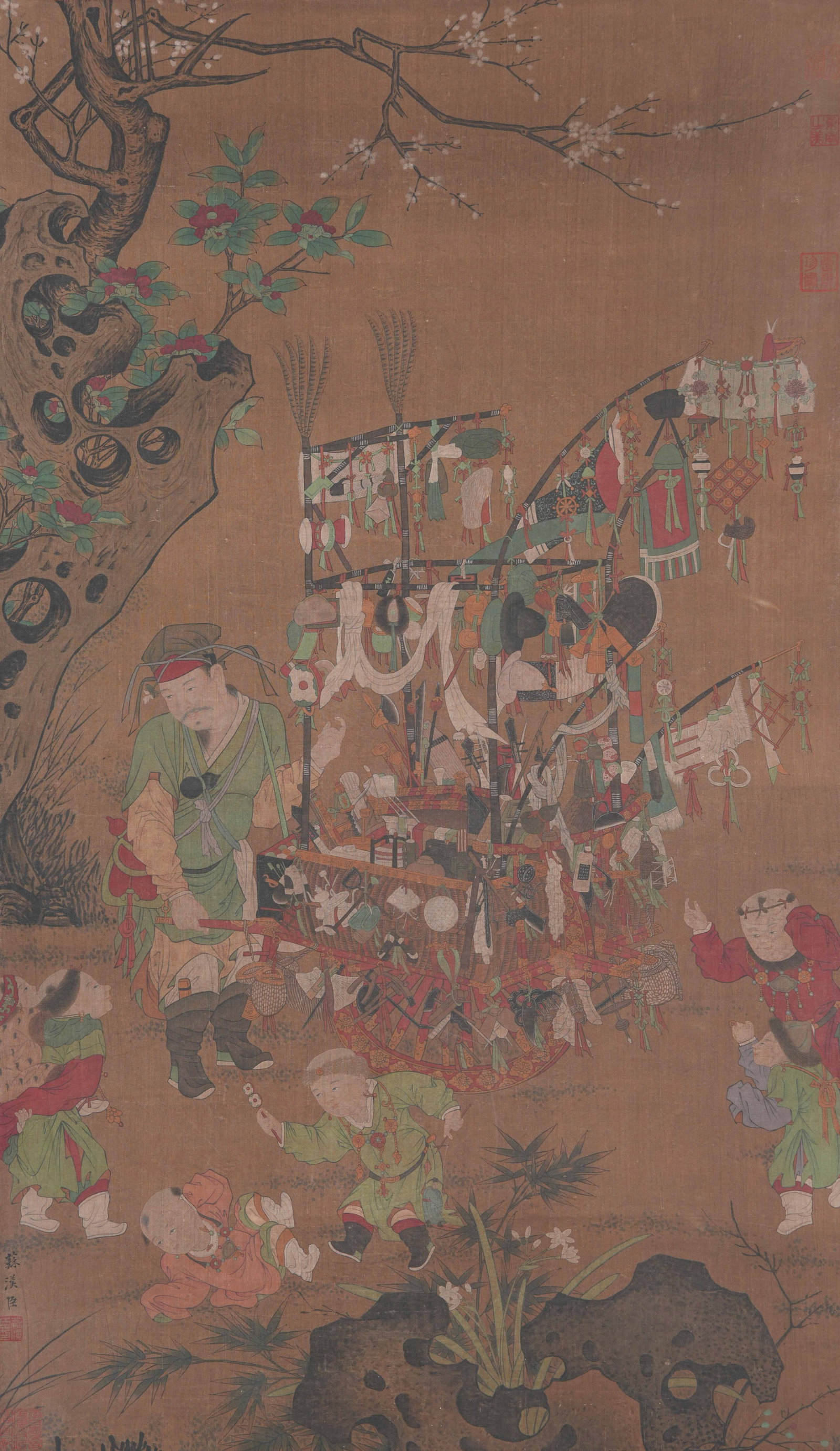 A PEDDLER PAINTING ON SILK BY SU HANCHEN.蘇漢臣 (1 of 10)
