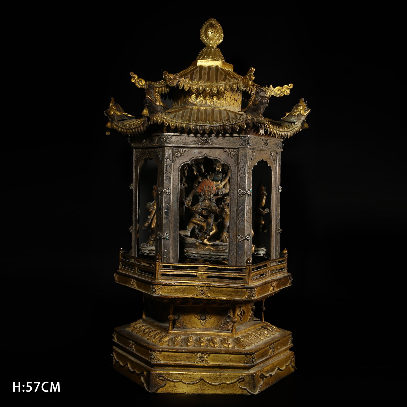 A GILT-BRONZE SHRINE WITH CHAKRASAMVARA (1 of 8)