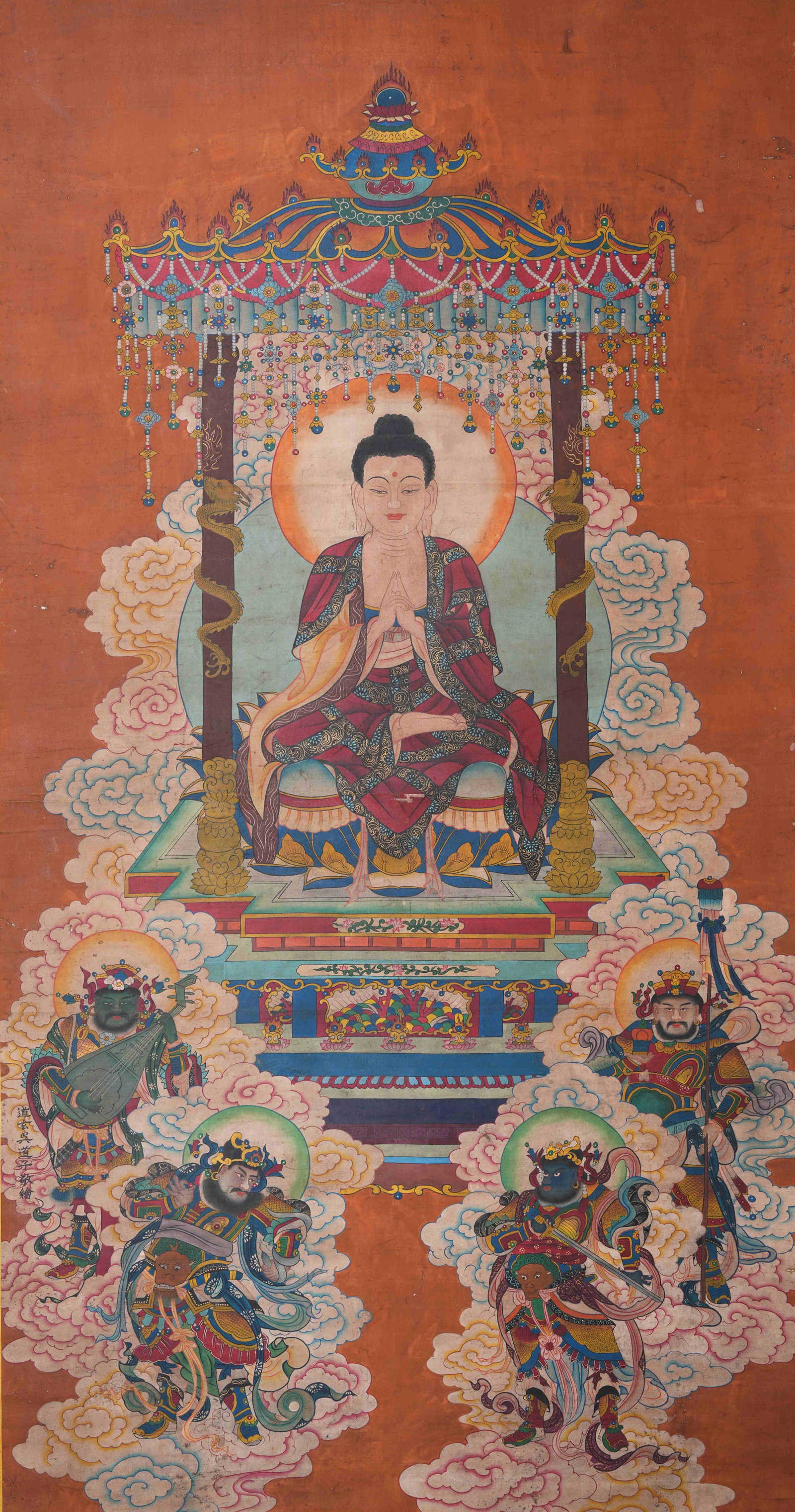 A BUDDHA PAINTING ON SILK BY WU DAOZI.吳道子 (1 of 8)